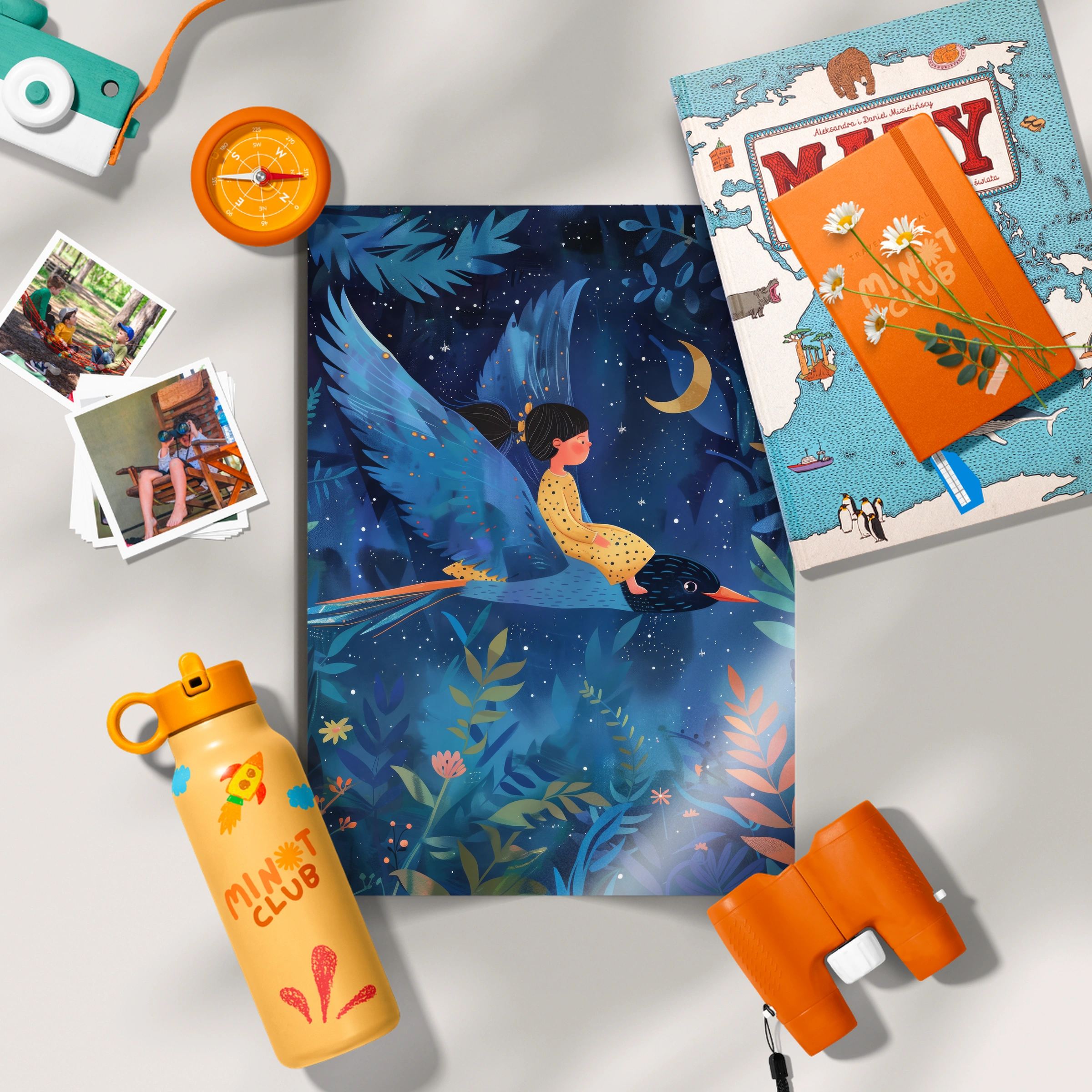 Girl Riding a Bird Nursery Print