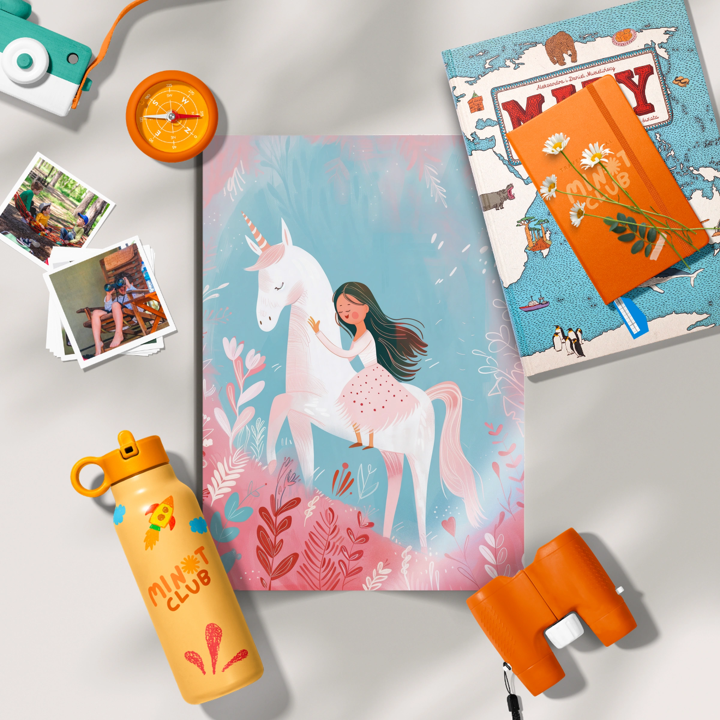 Girl Riding a Unicorn Nursery Print