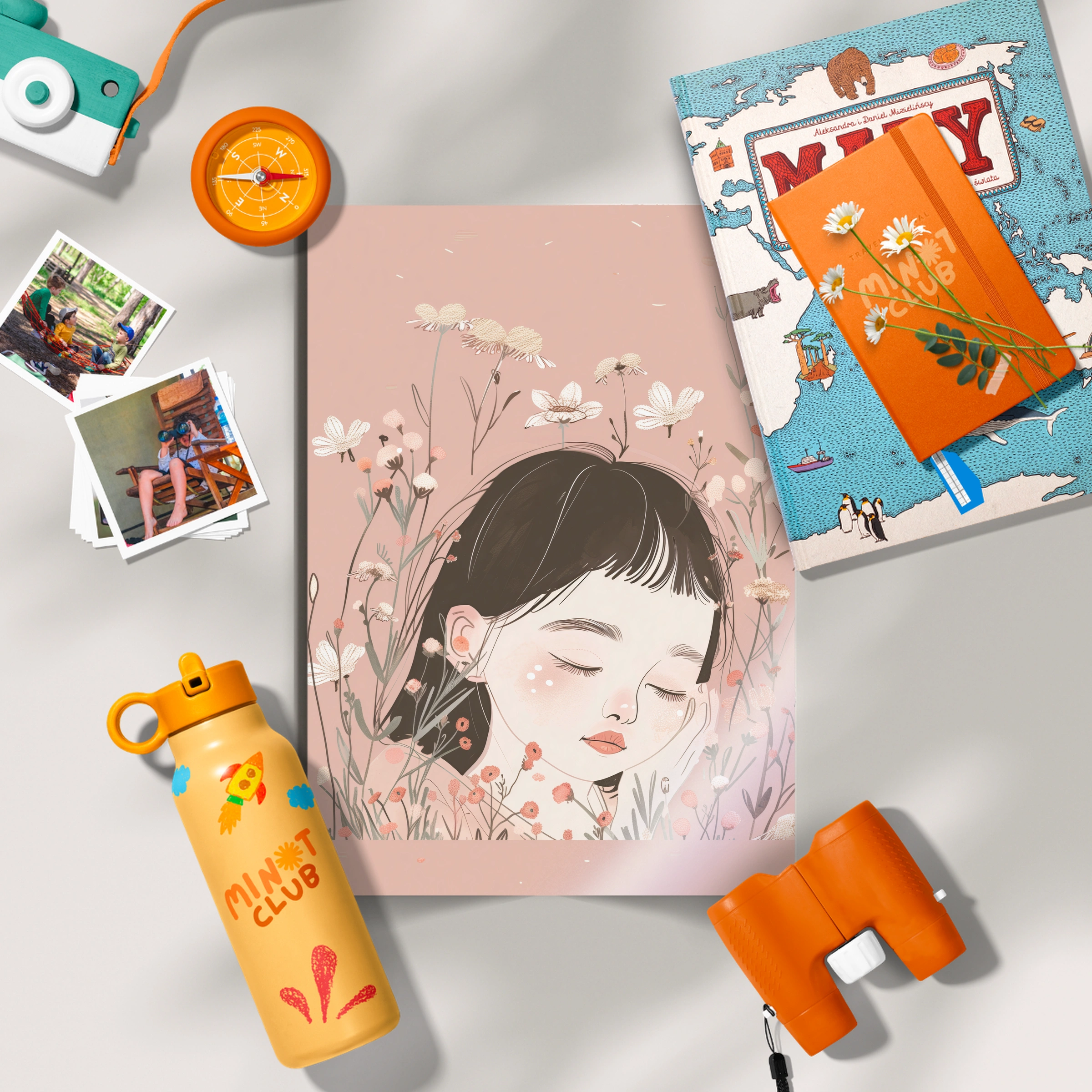 Girl Sleeping in Flowers Nursery Print