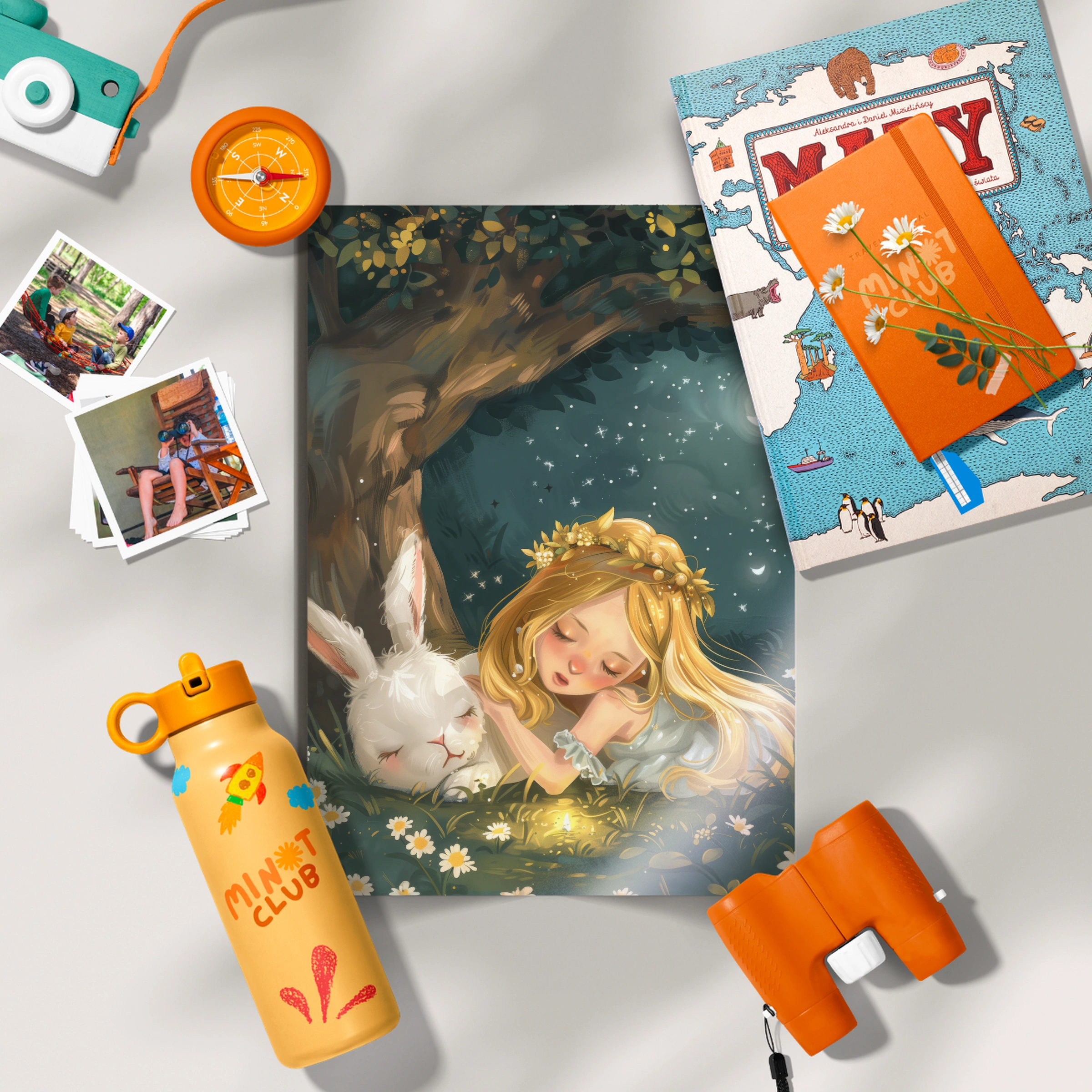 Girl Sleeping with a Bunny Nursery Print