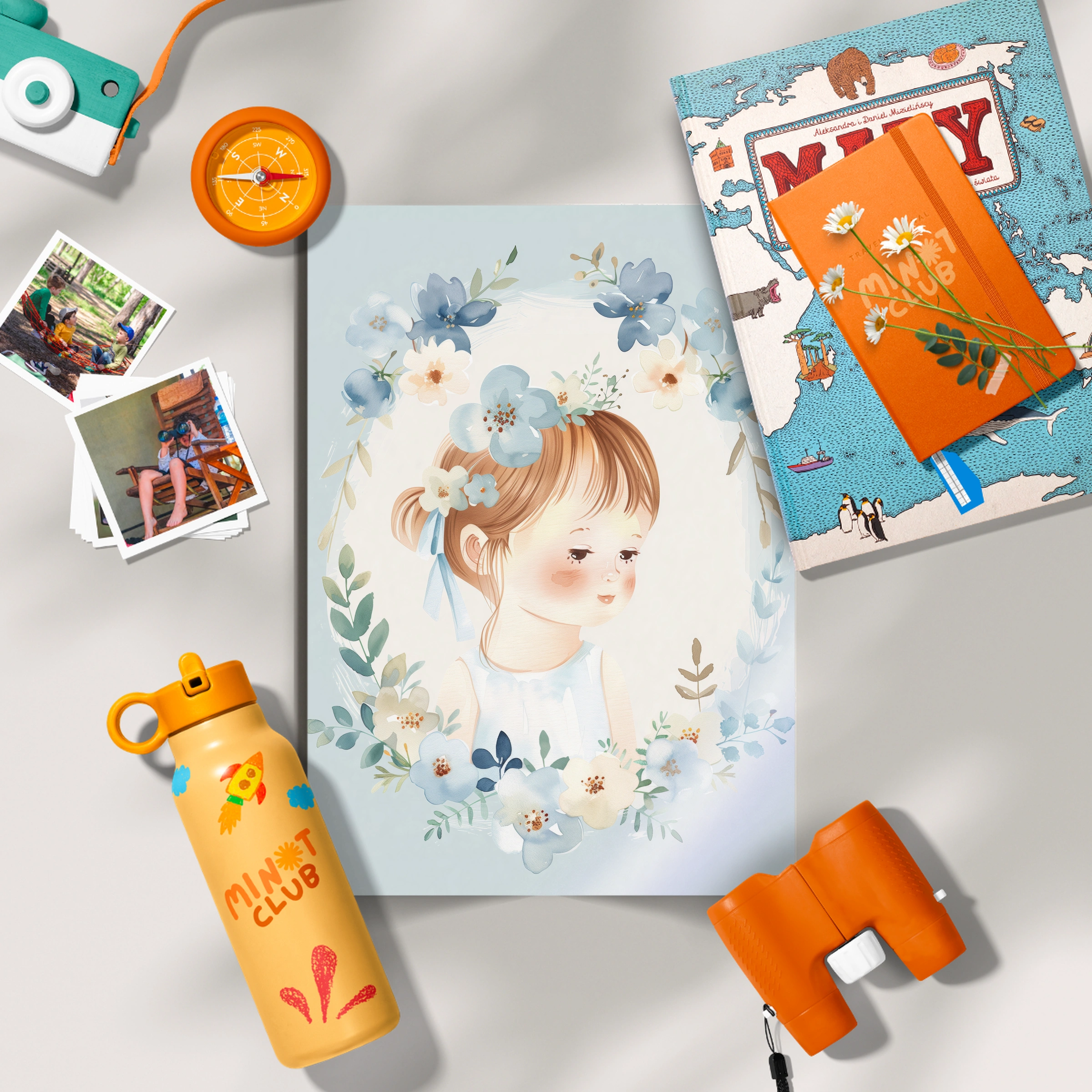 Girl with a Floral Wreath Nursery Print