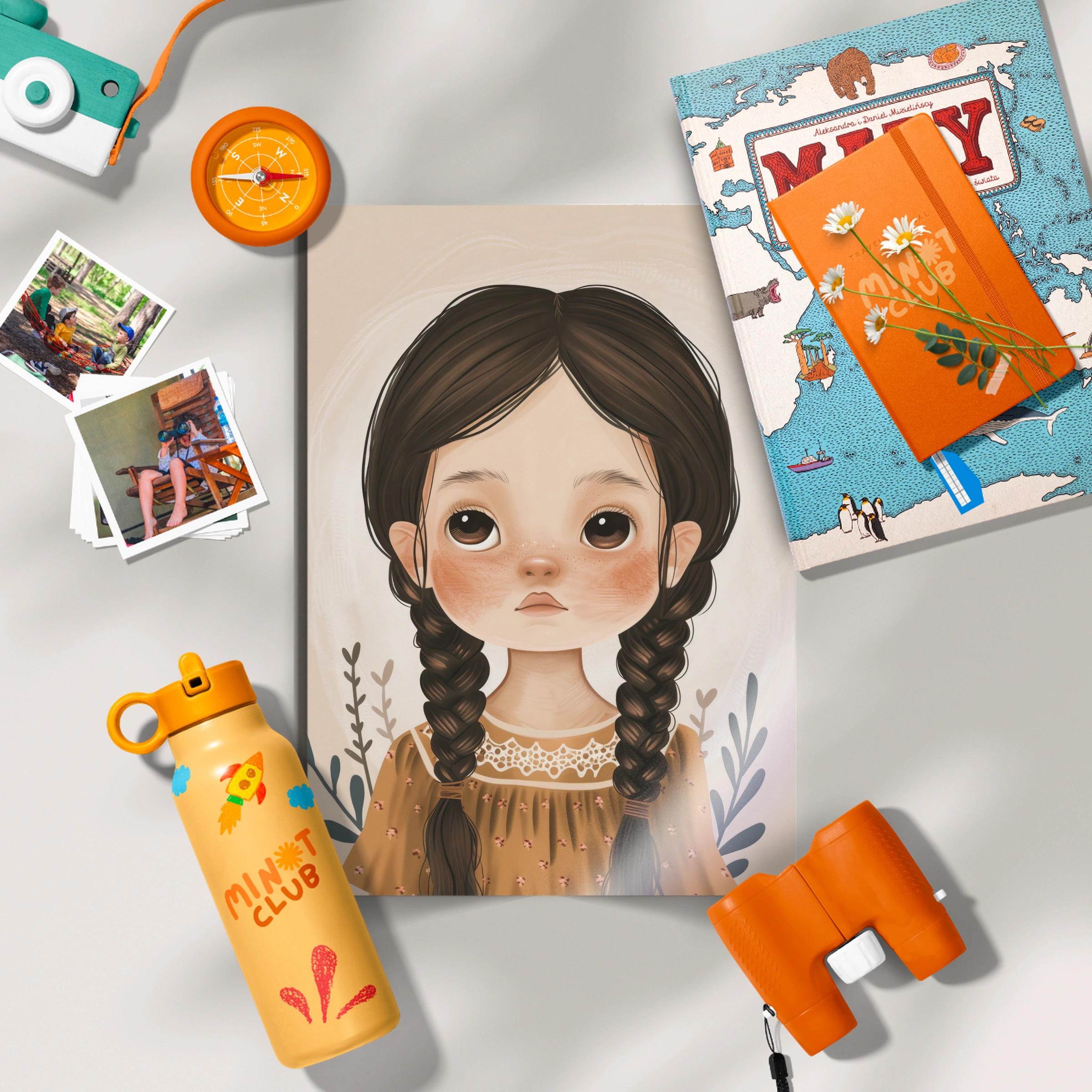 Girl with Braids Nursery Print