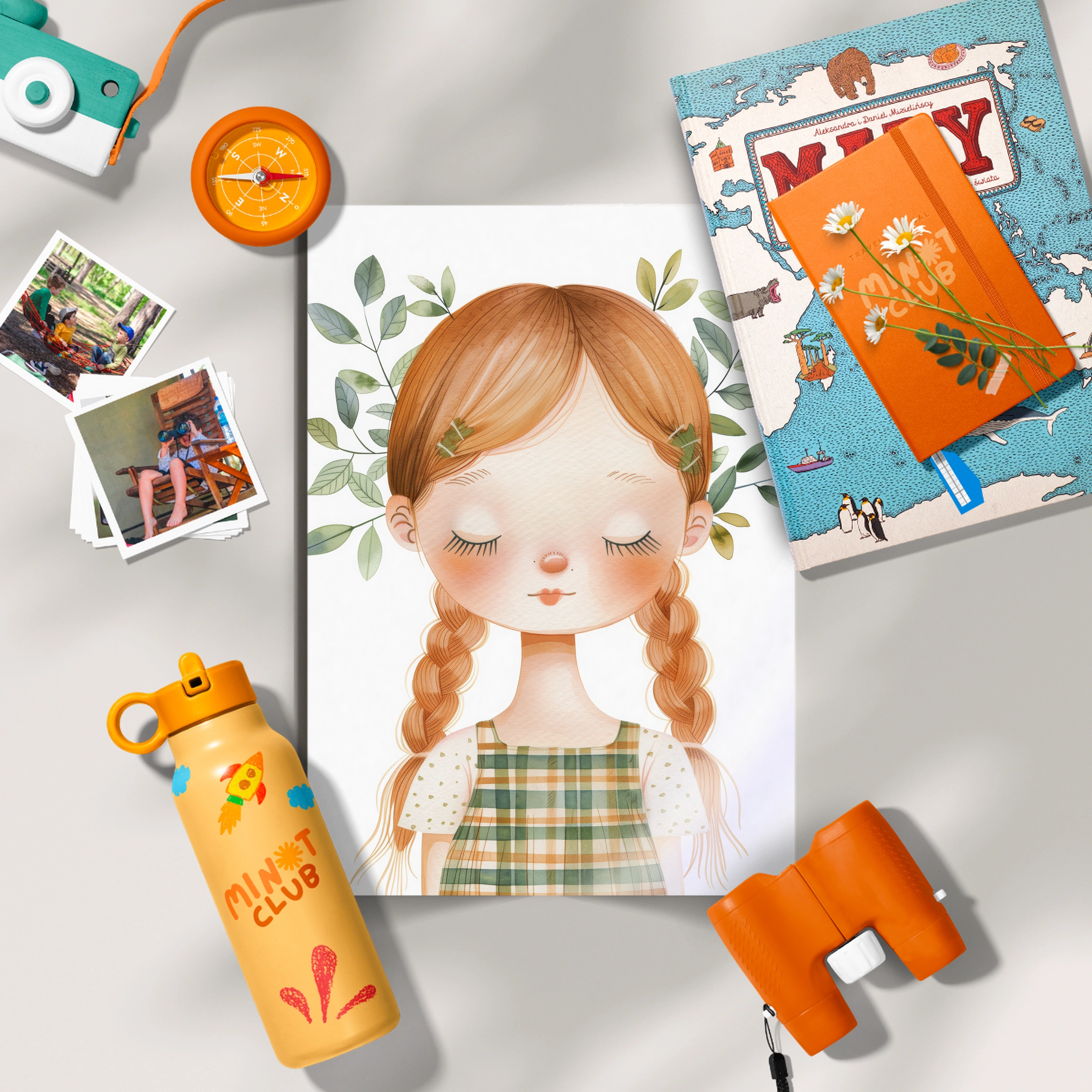 Girl with Braids Two Nursery Print