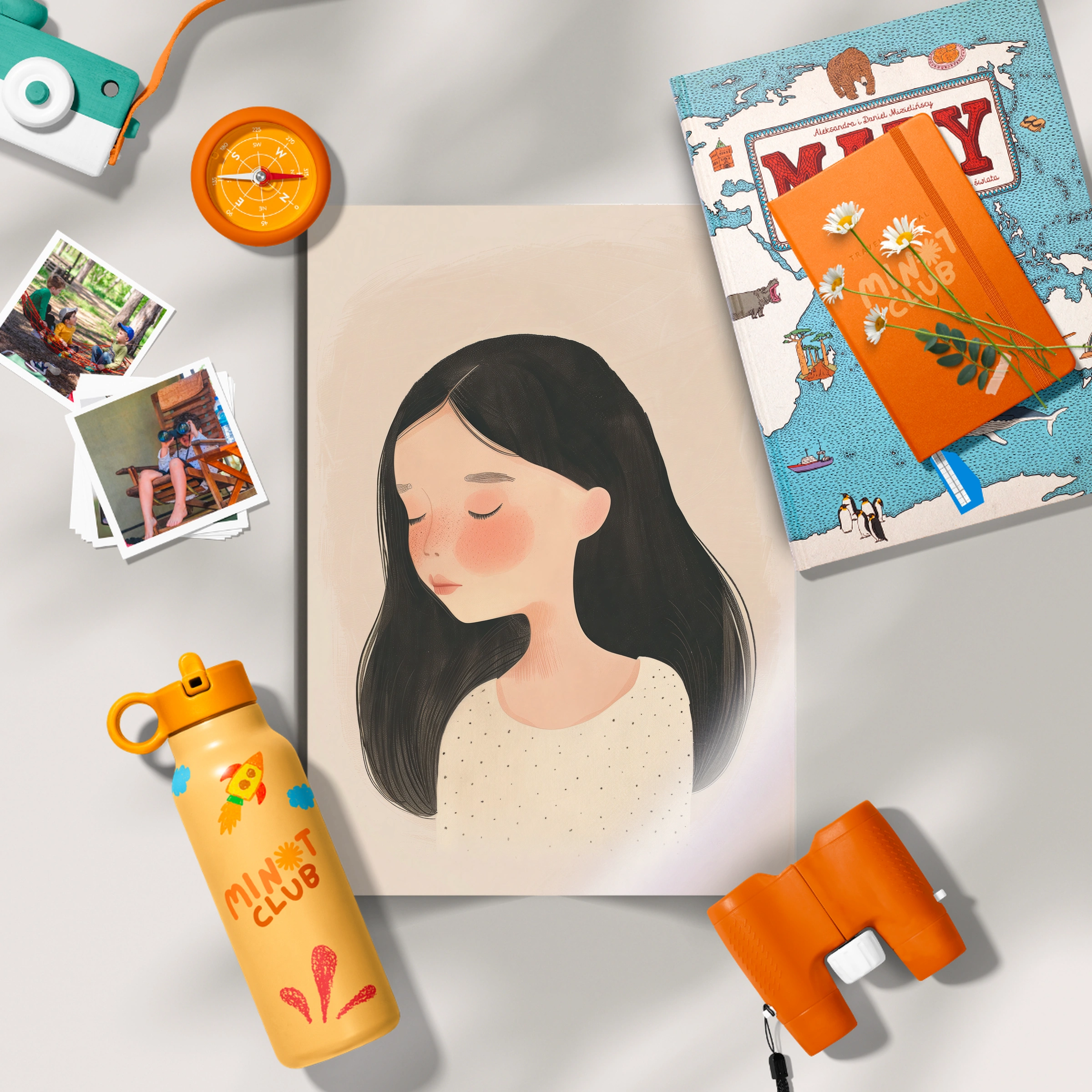 Girl with Dark Hair Nursery Print