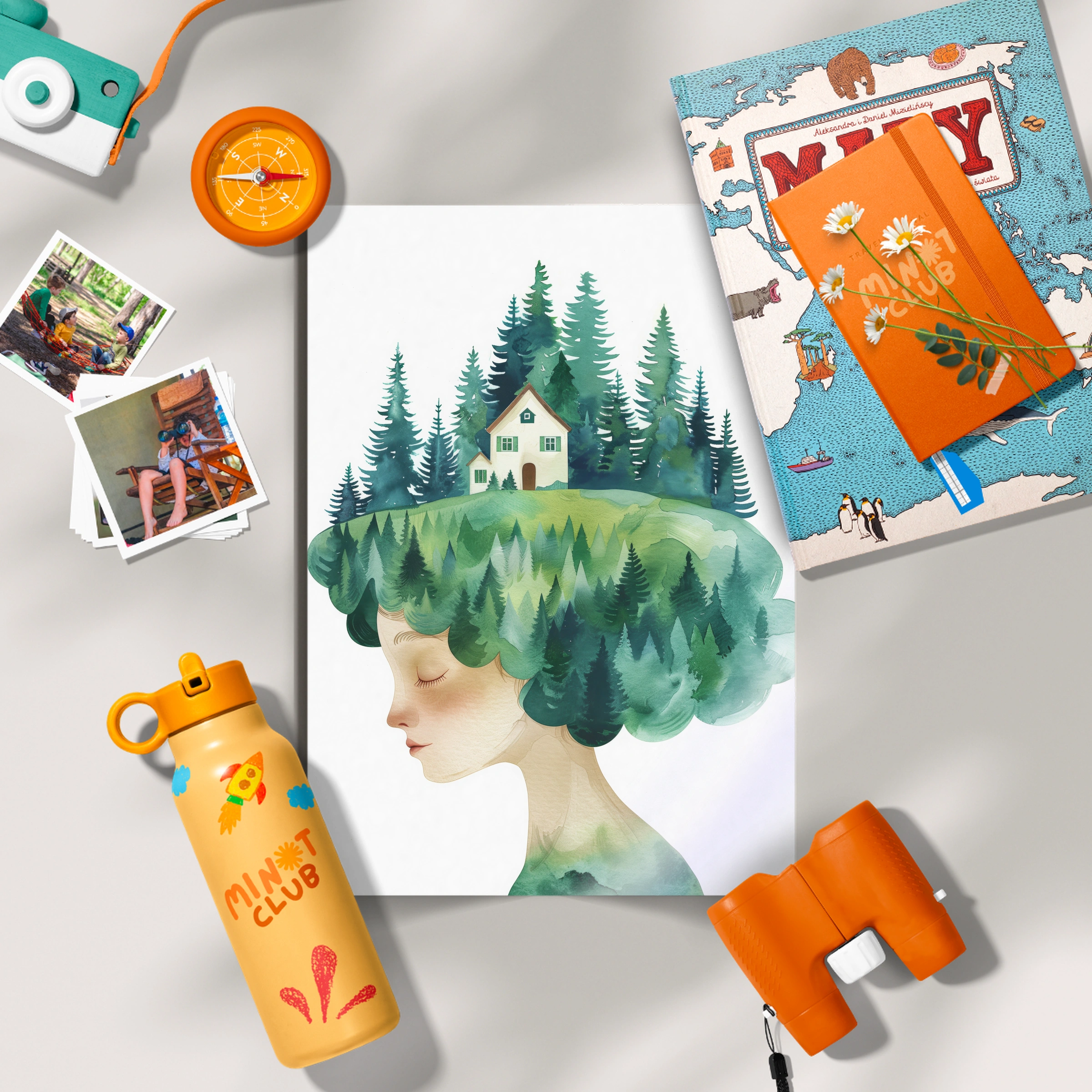 Girl with Forest Hair Nursery Print