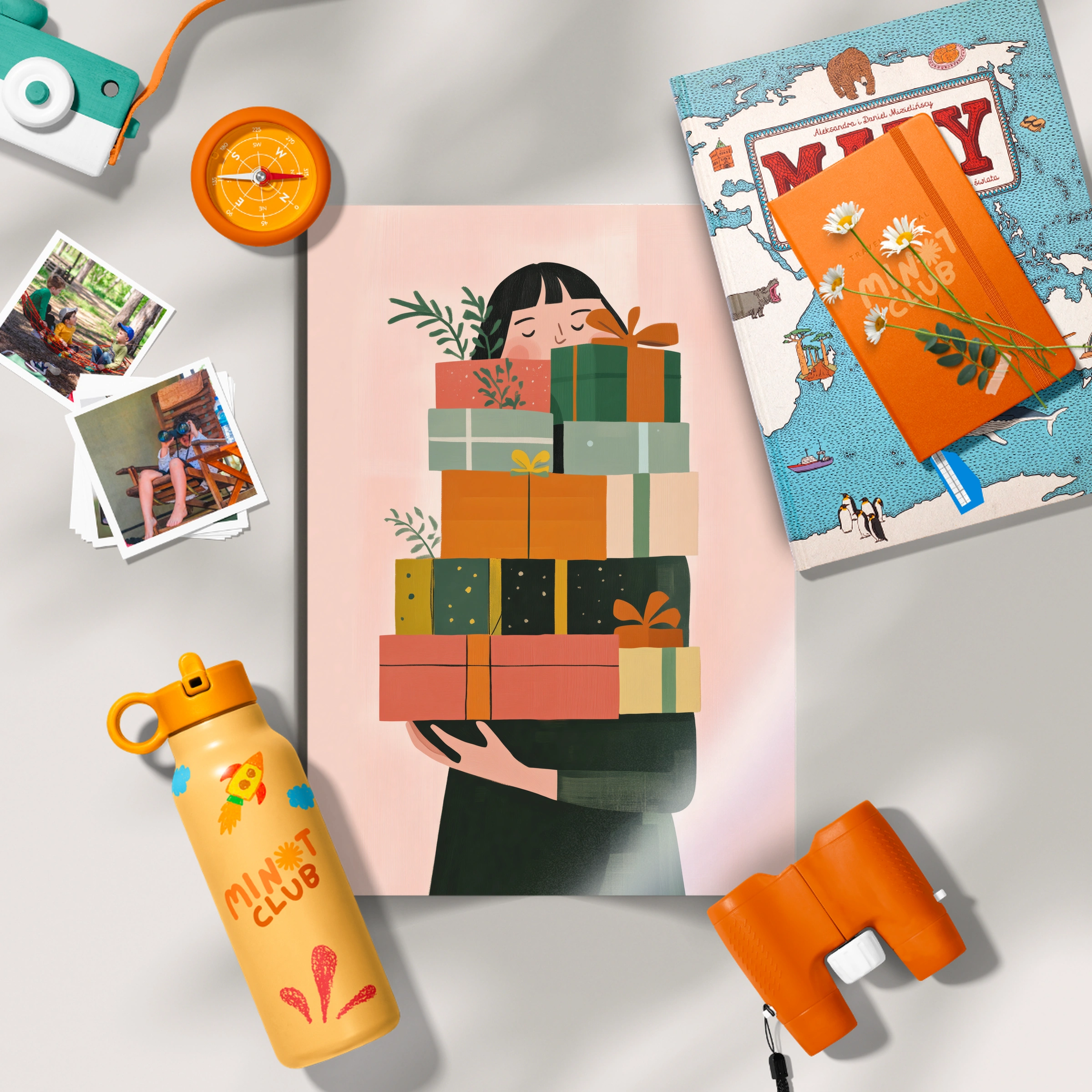 Girl with Gifts Two Christmas Print
