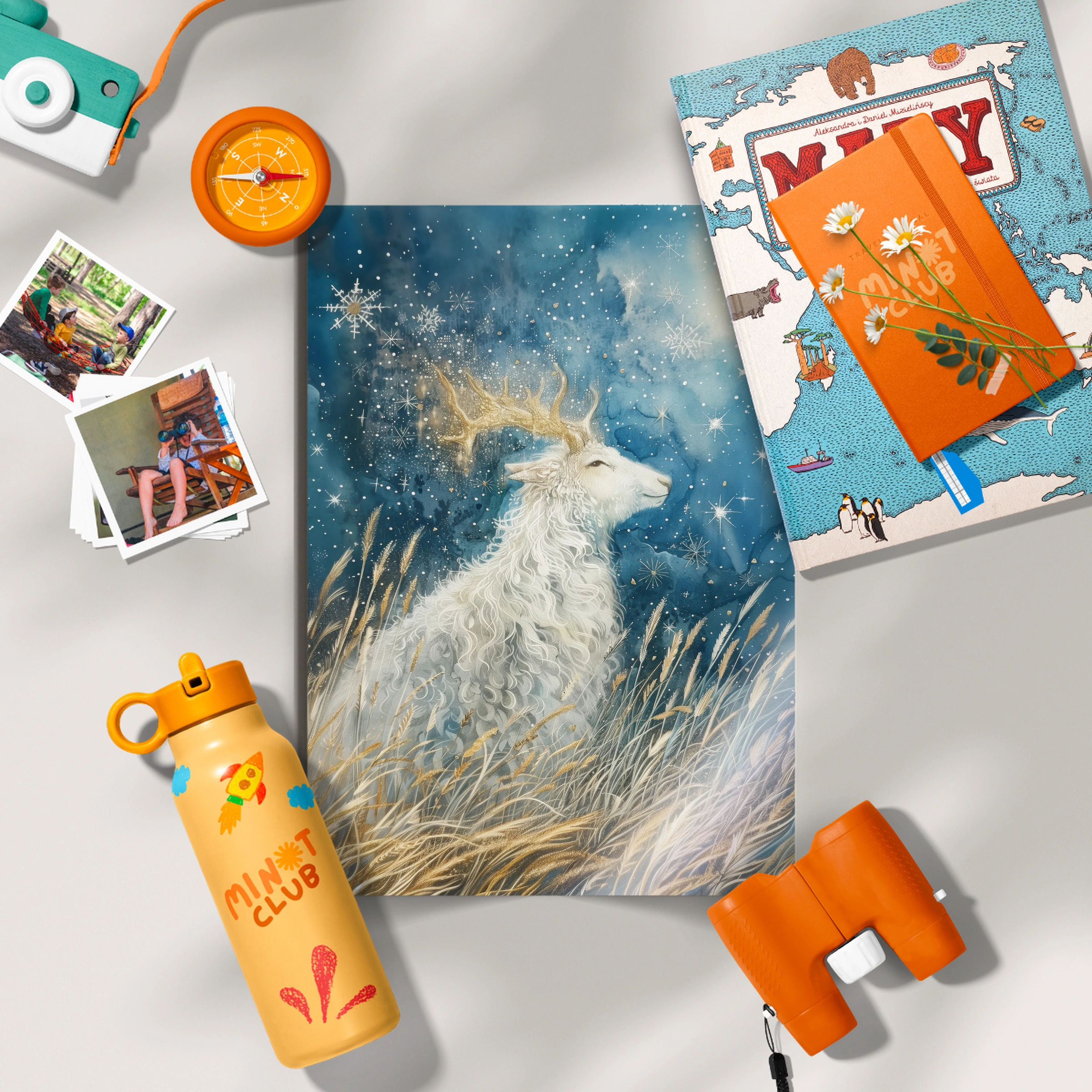 Golden Deer at Night Nursery Print