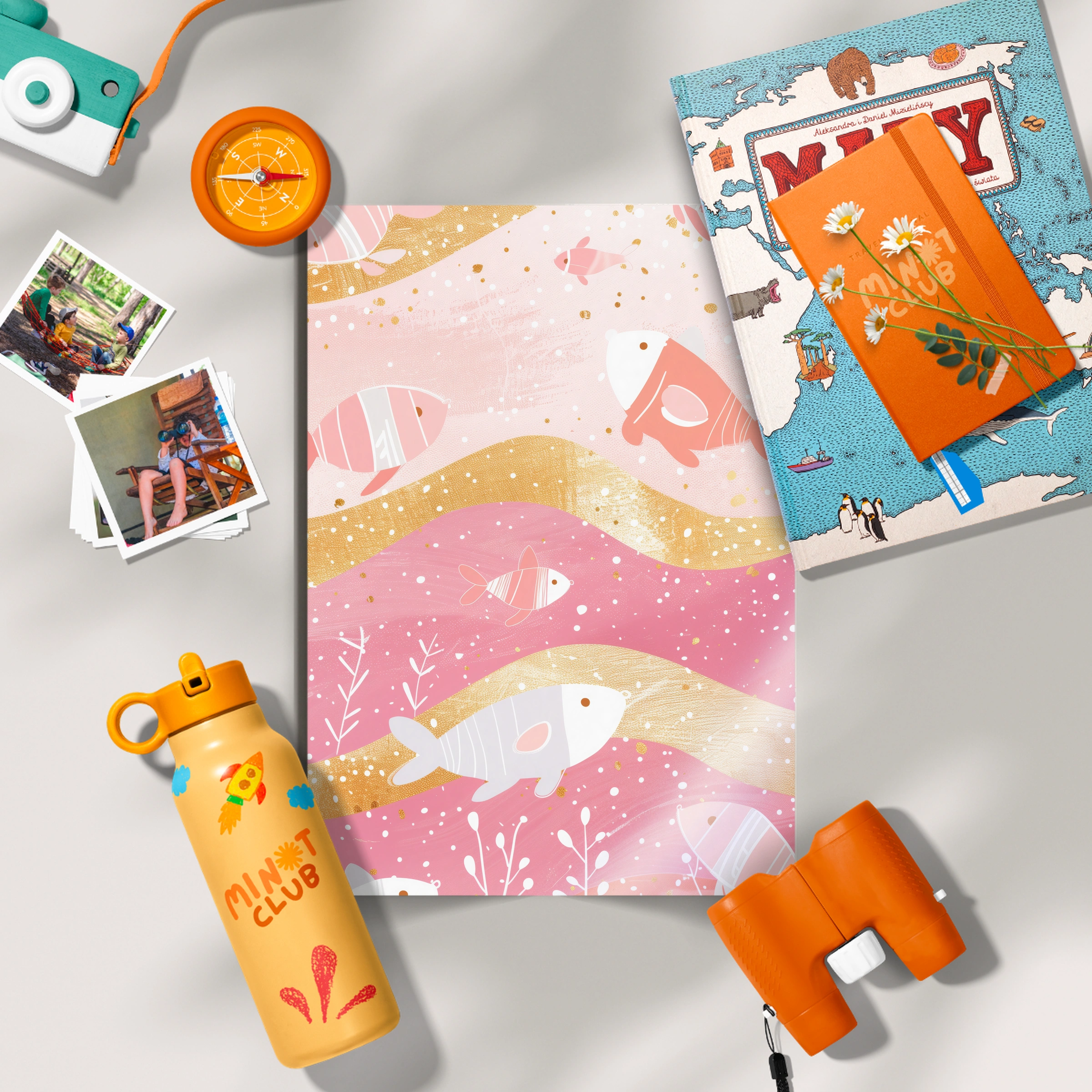 Golden Fish Waves Nursery Print