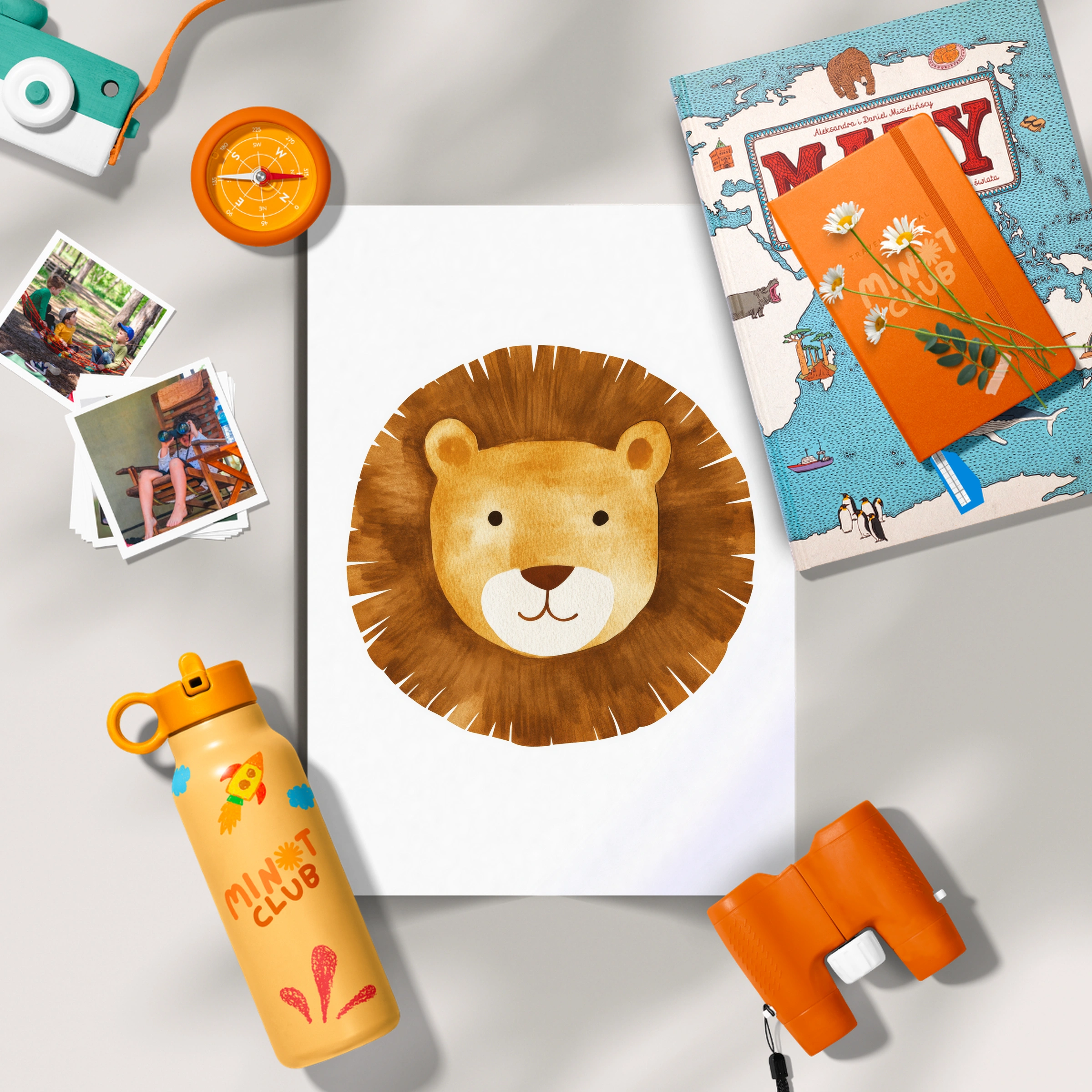 Golden Lion Face Nursery Print
