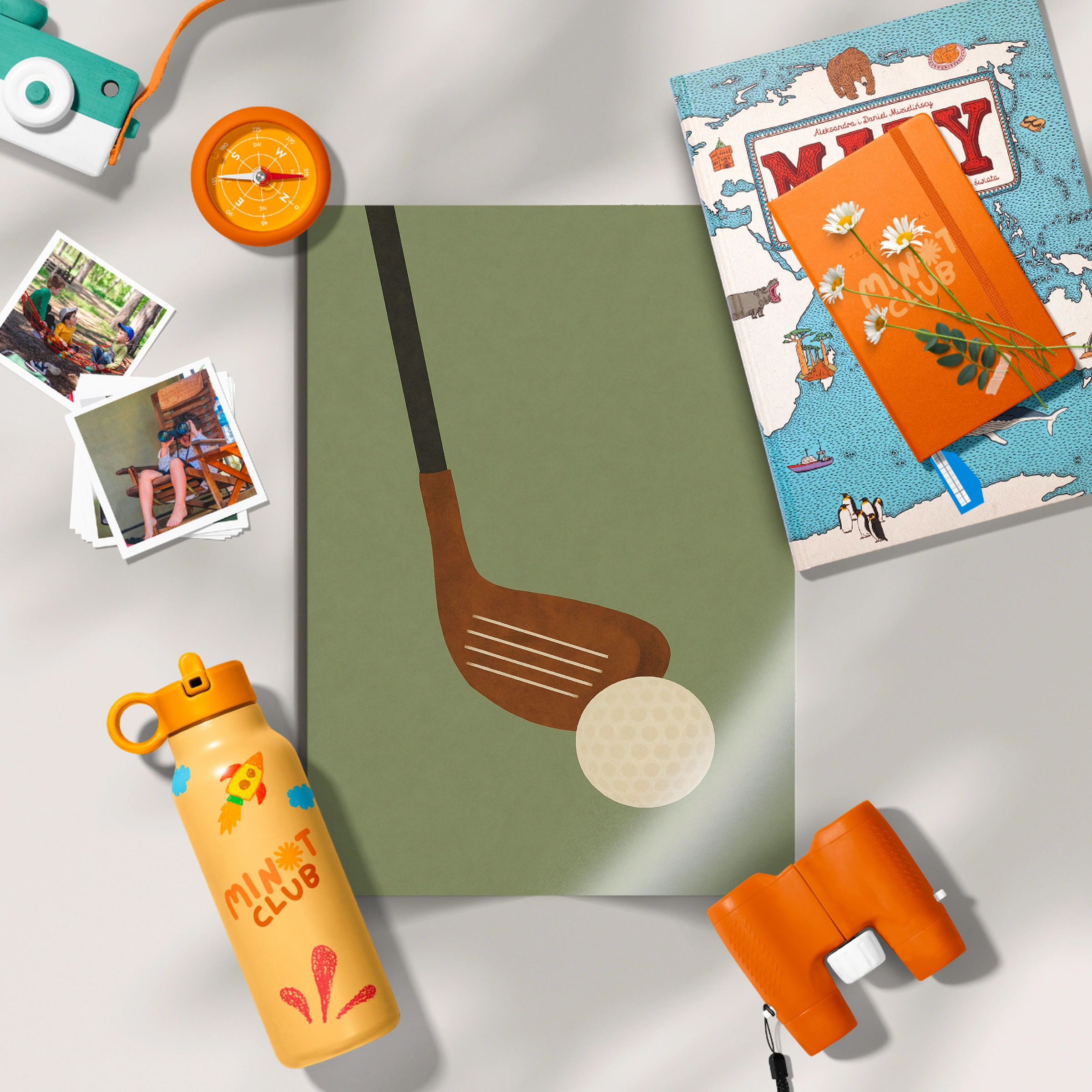Golf Club and Ball Three Nursery Print - flat lay nursery decor print