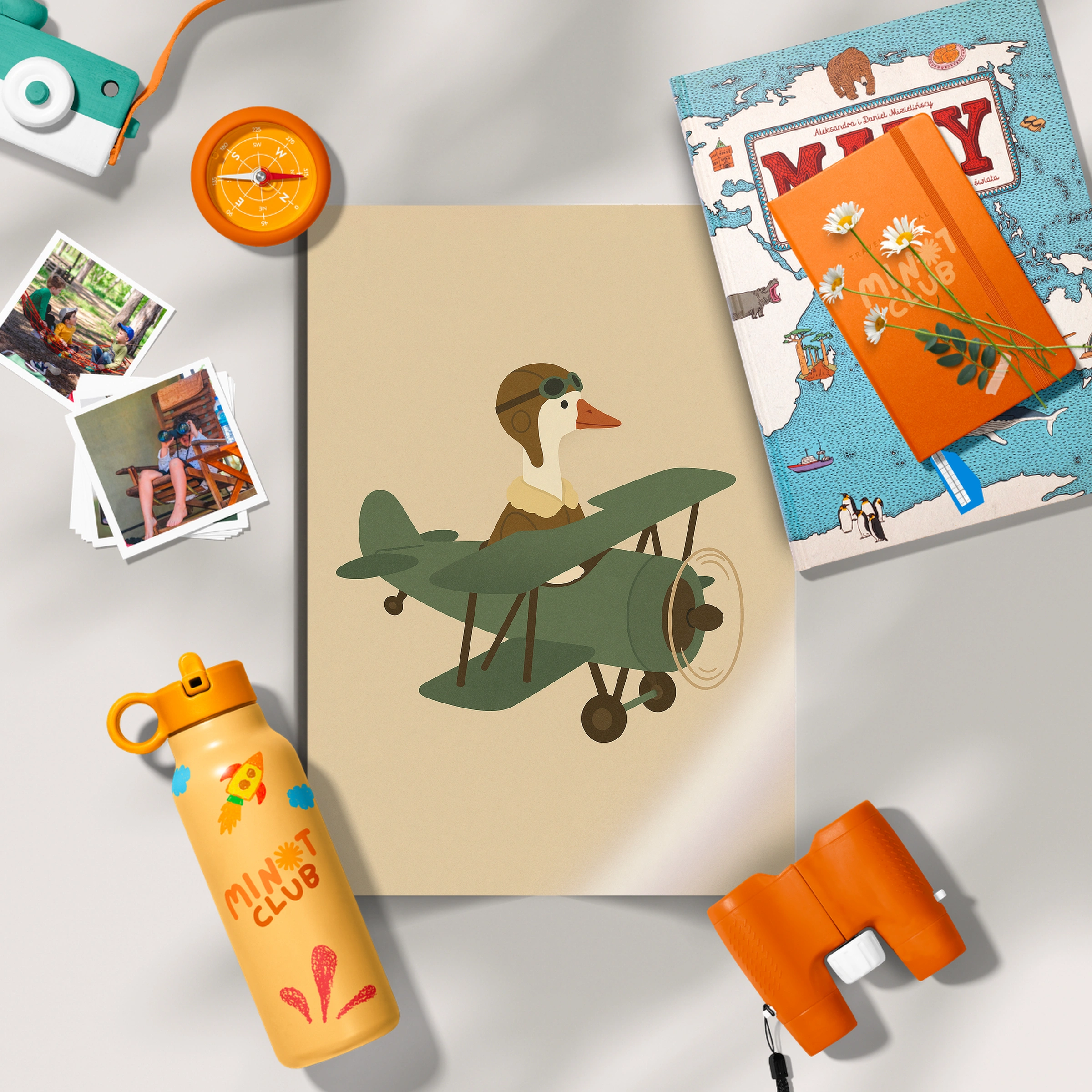 Goose Aviator in a Plane Nursery Print