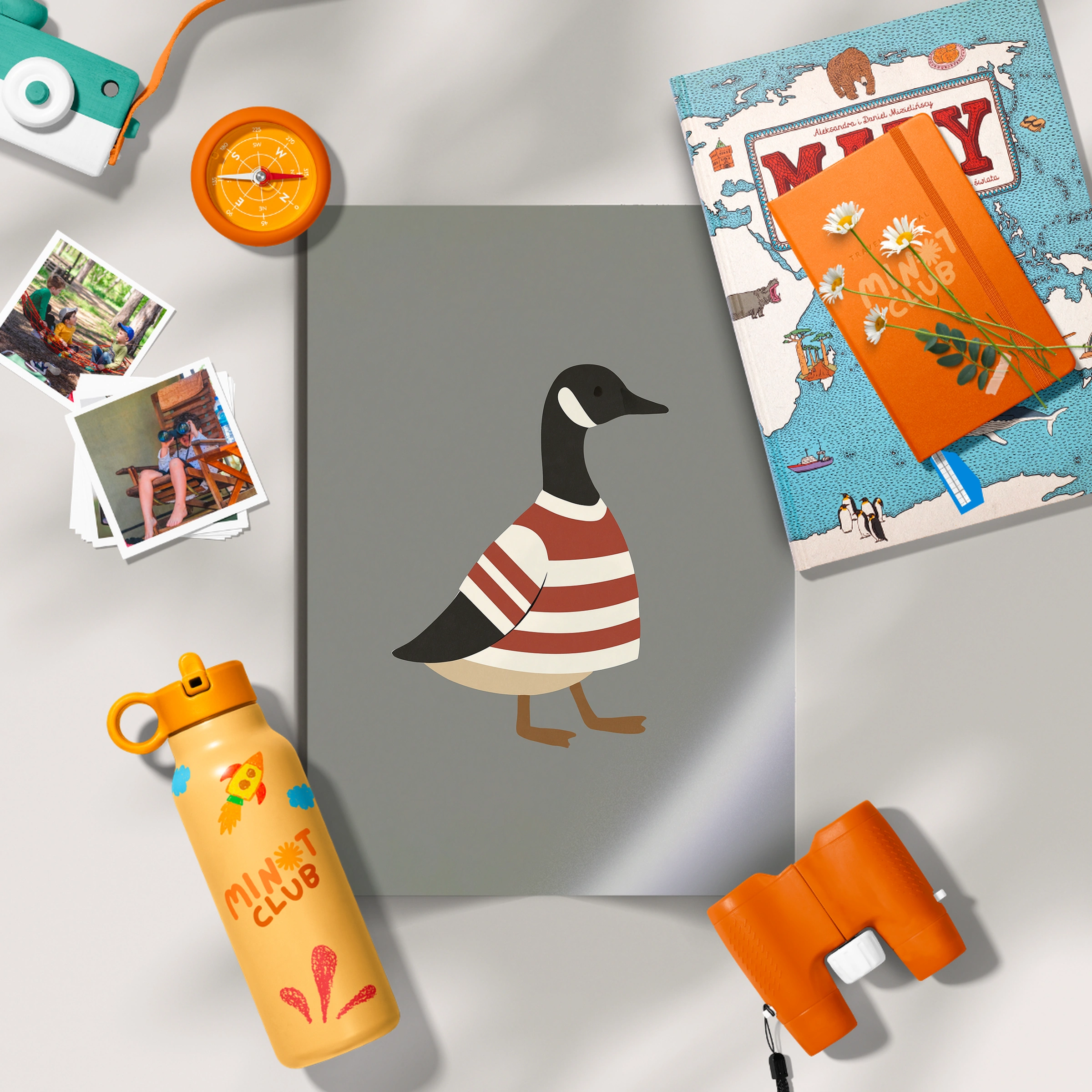 Goose in Stripes Nursery Print