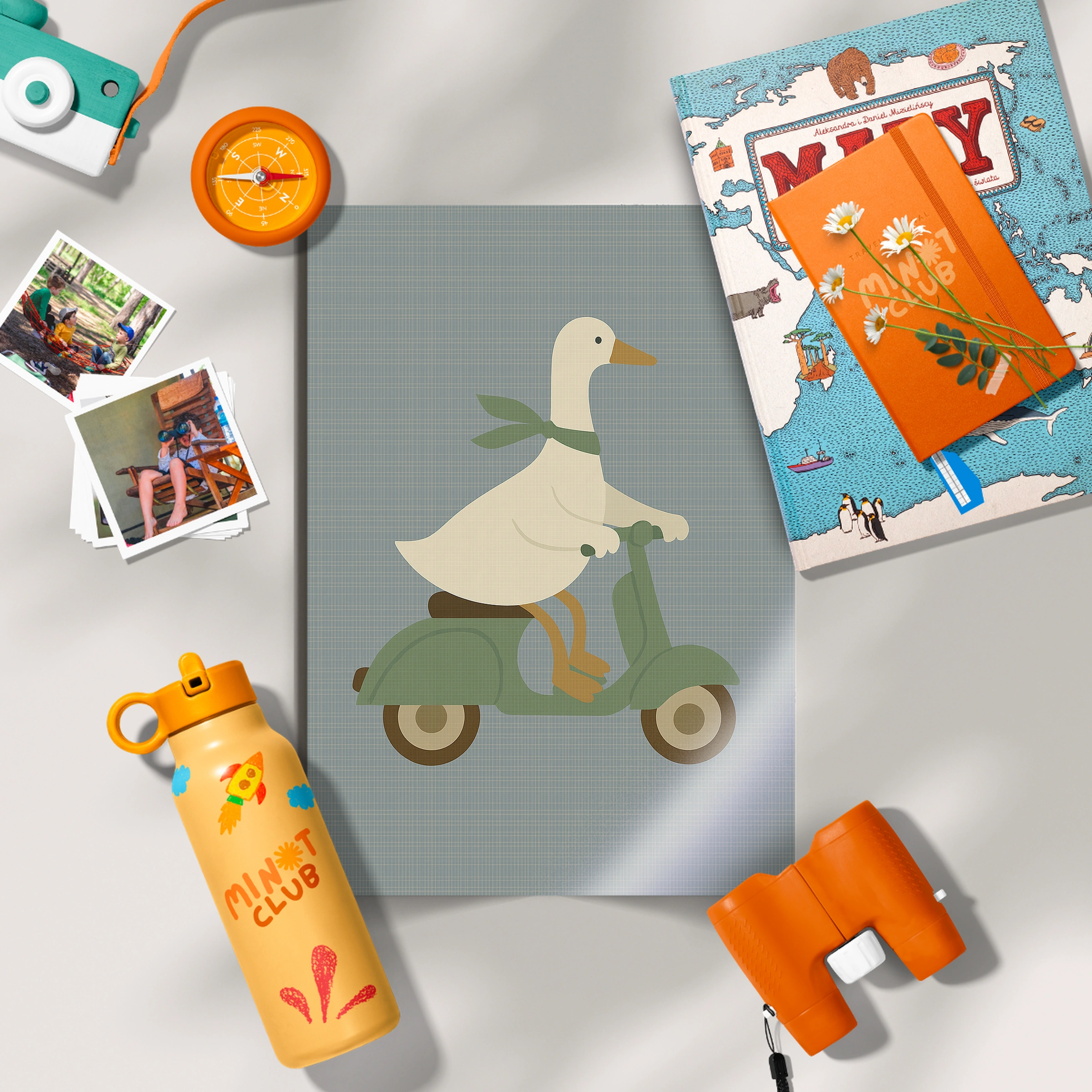 Goose on a Scooter Nursery Print