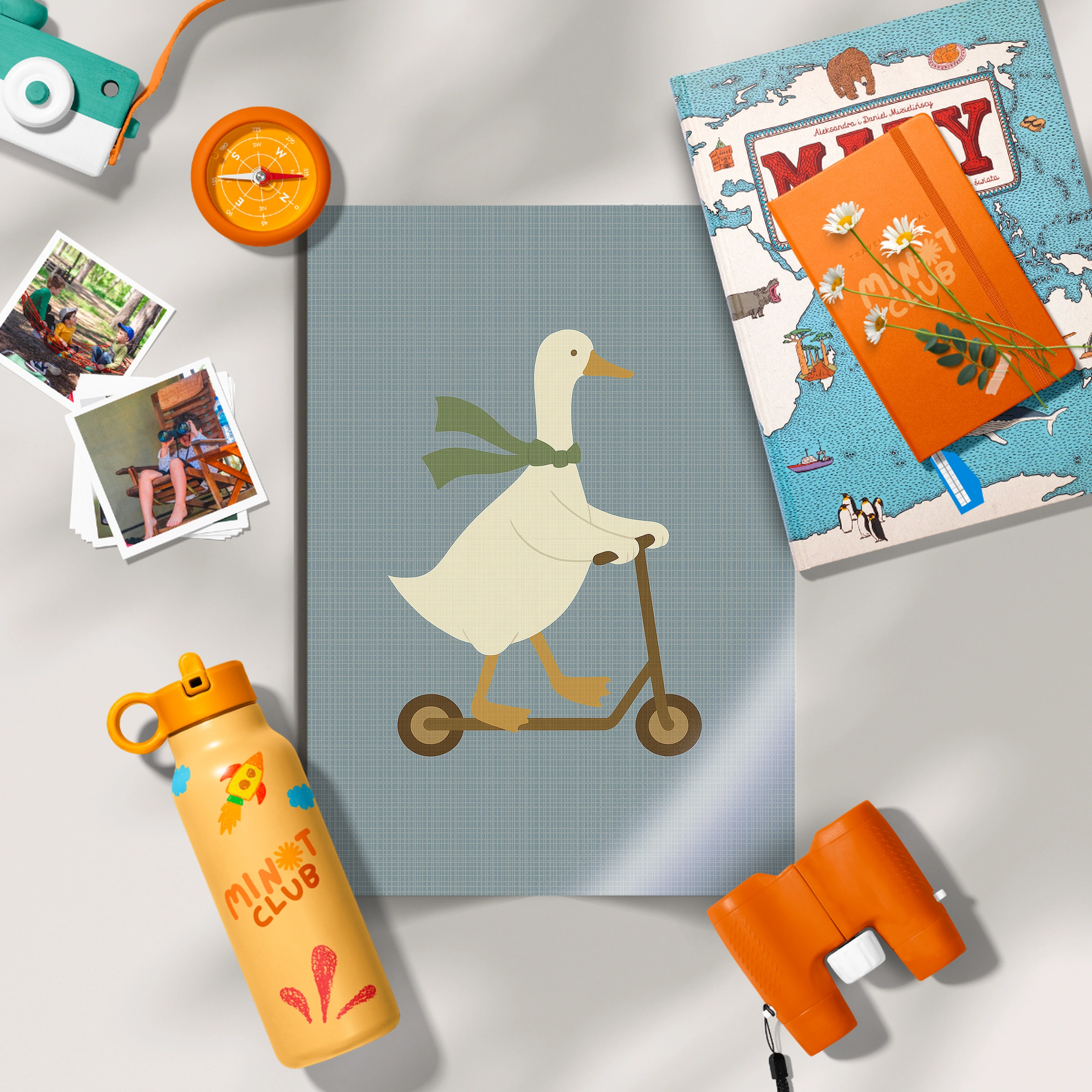 Goose Scooter Ride Nursery Print