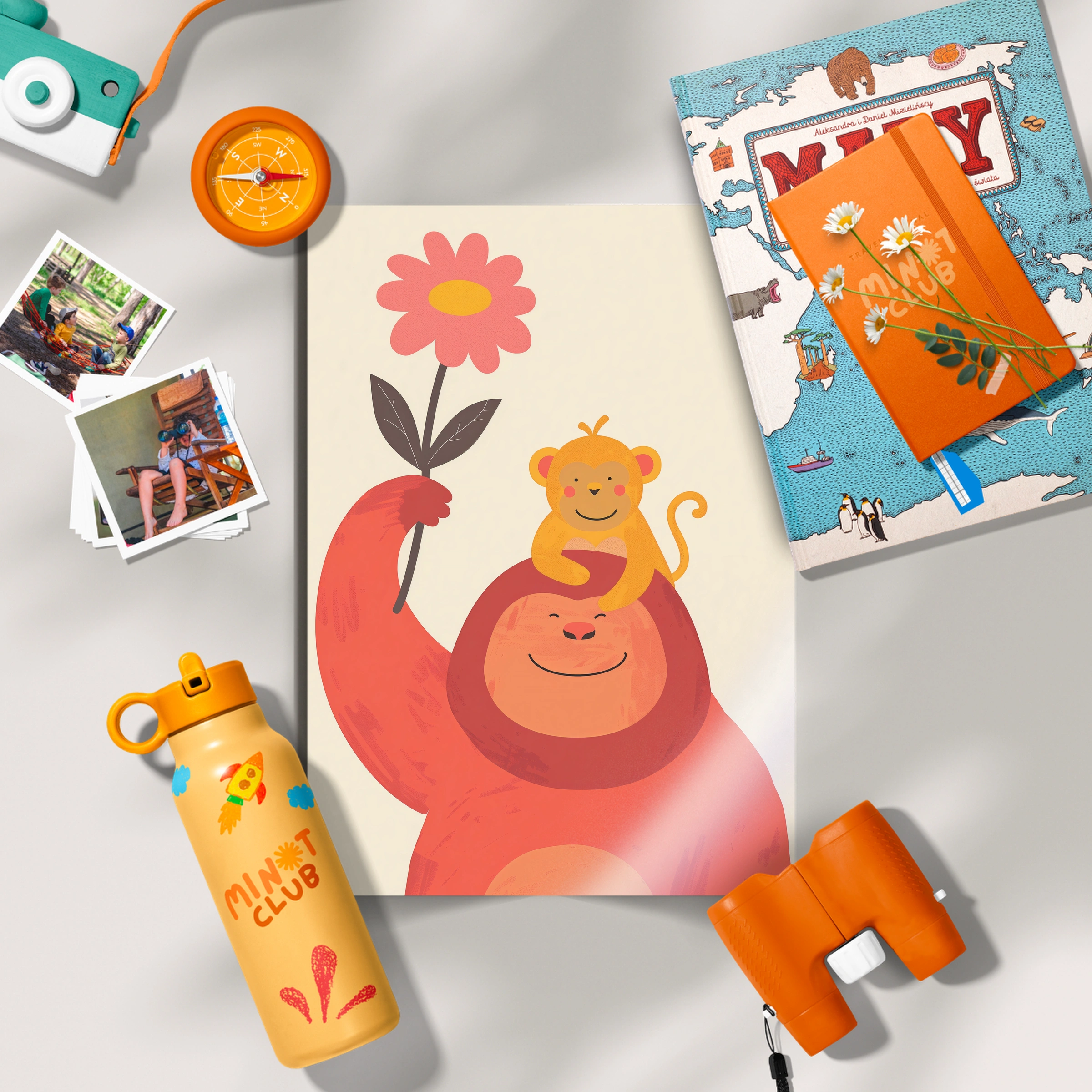 Gorilla and Monkey Nursery Print