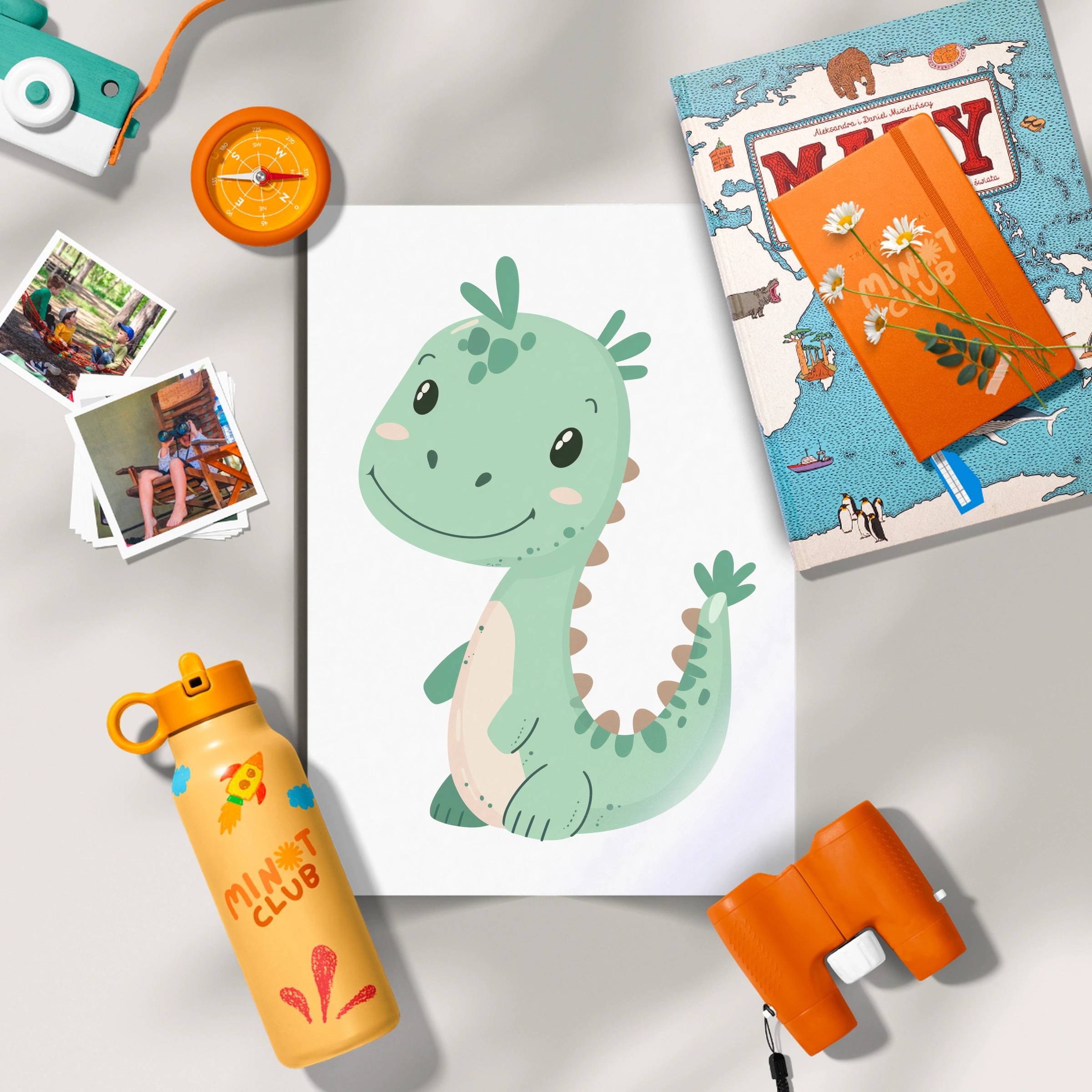 Green Baby Dinosaur Nursery Print