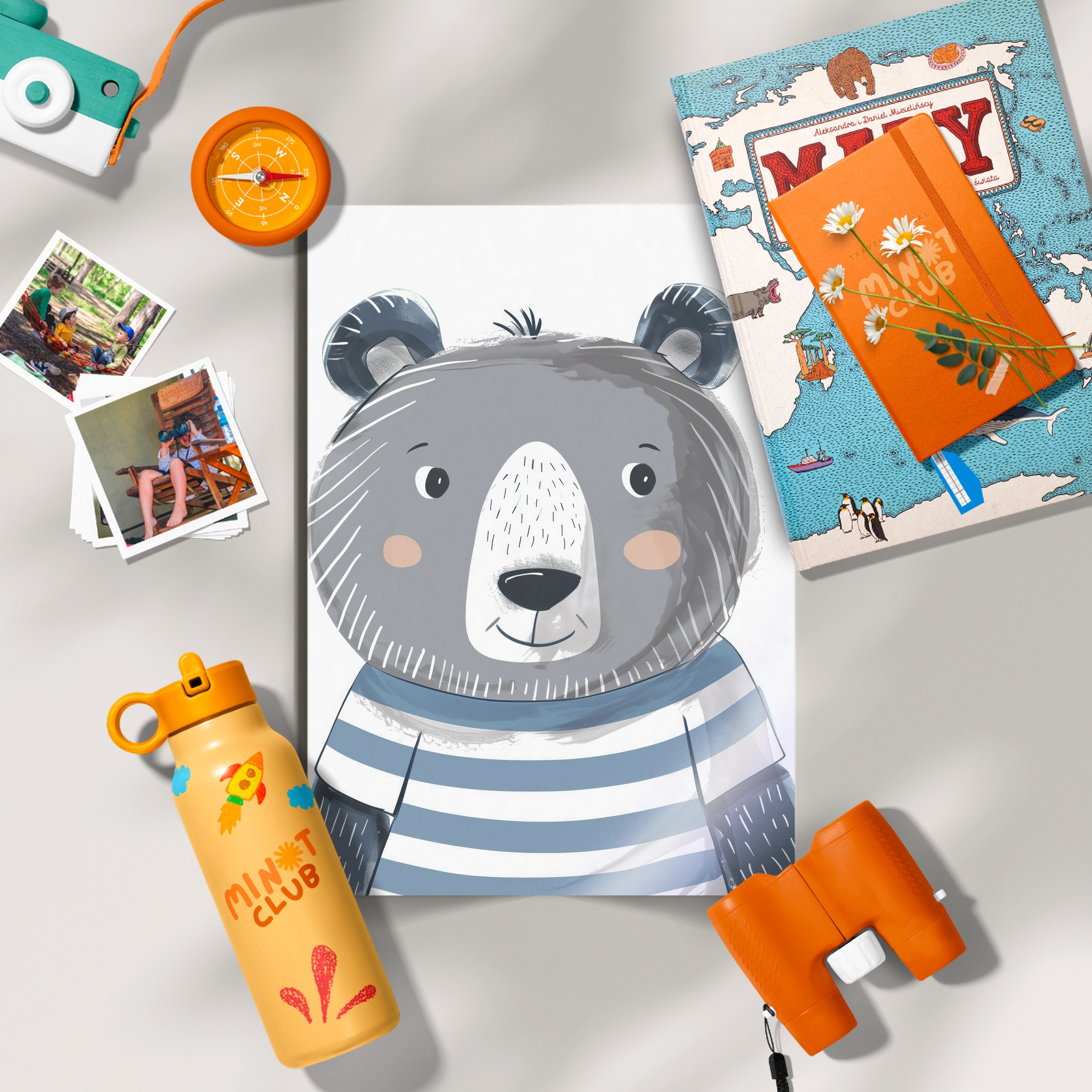 Grey Bear Nursery Print