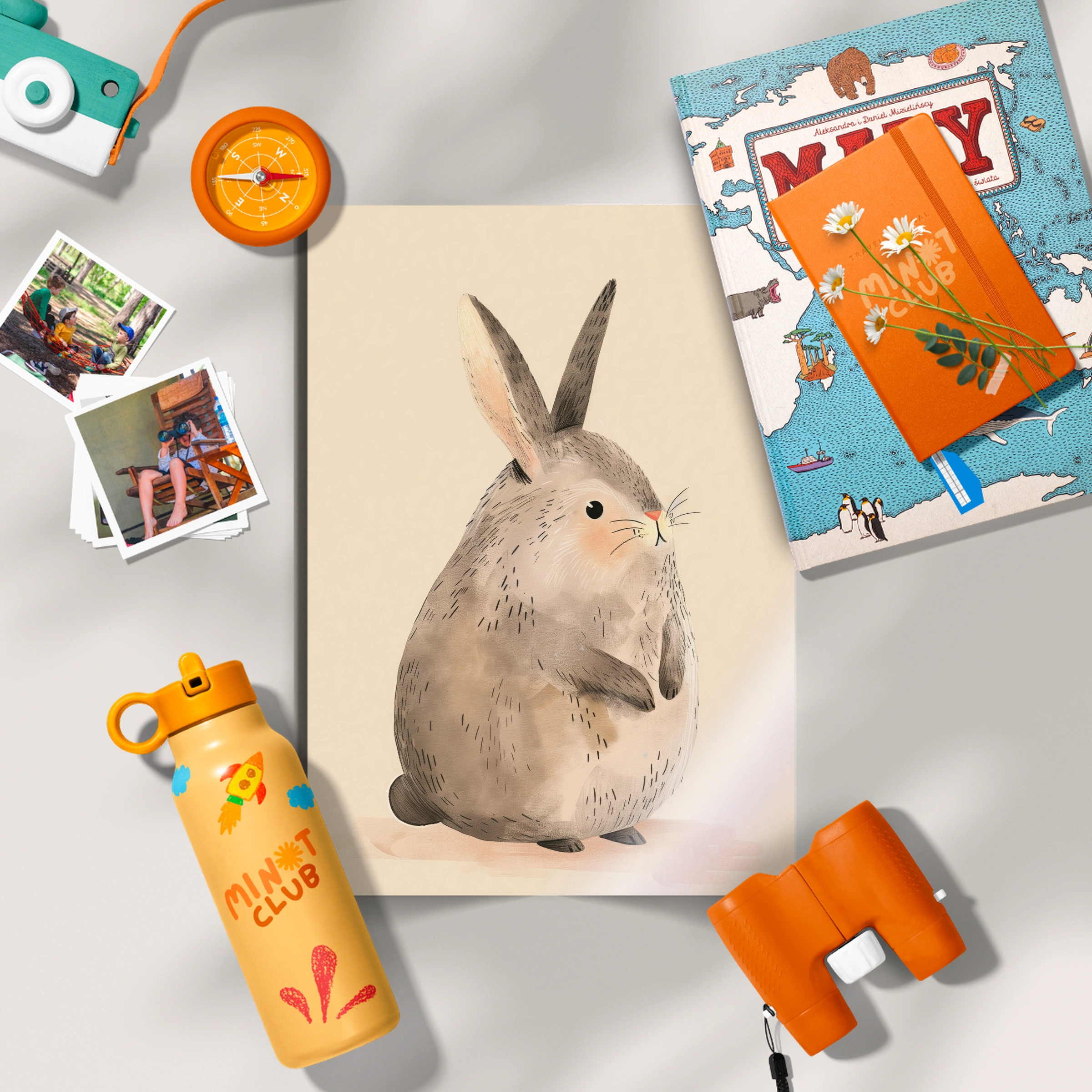 Grey Bunny Nursery Print