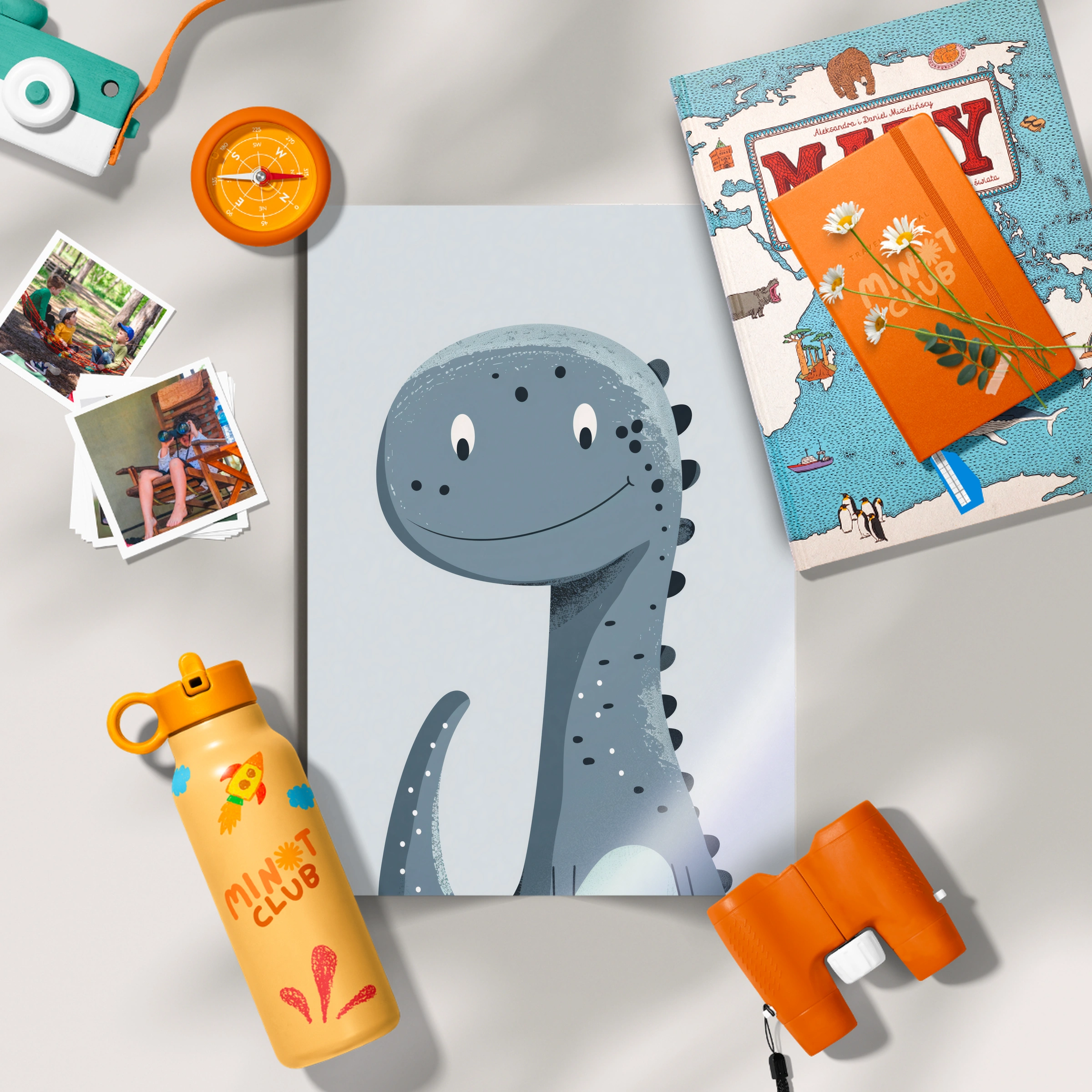 Grey Dinosaur Nursery Print