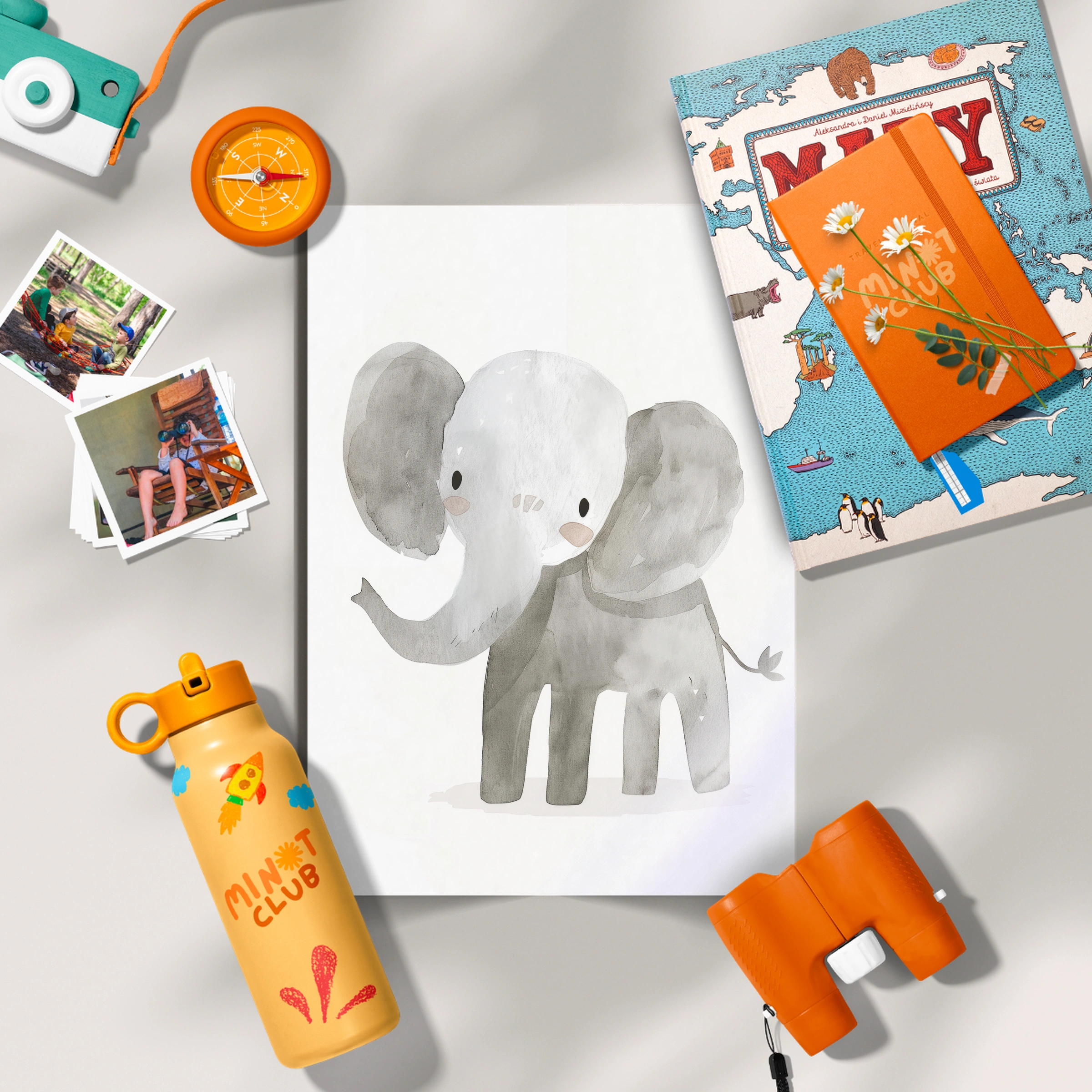 Grey Elephant Nursery Print