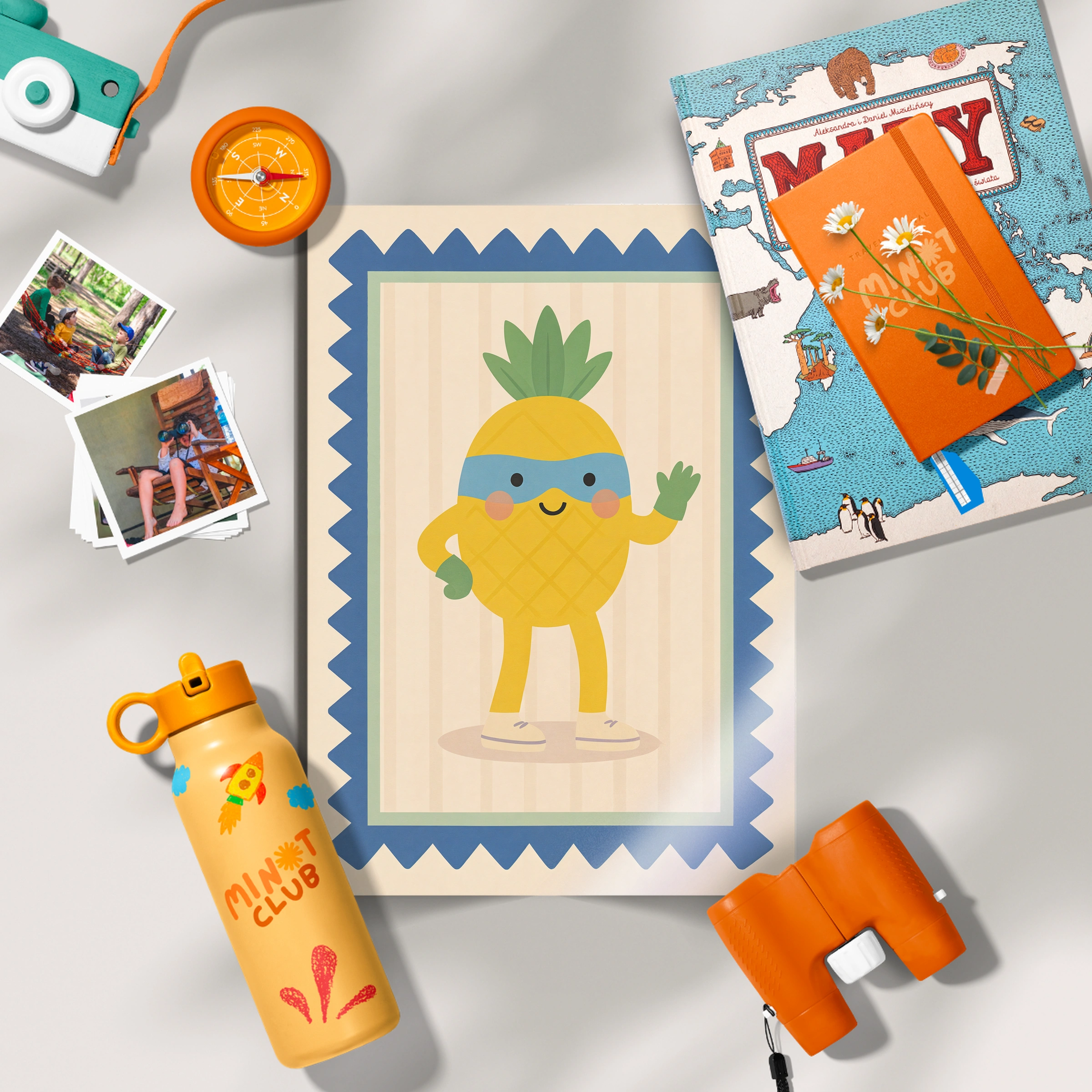 Happy Pineapple Nursery Print - flat lay nursery decor print