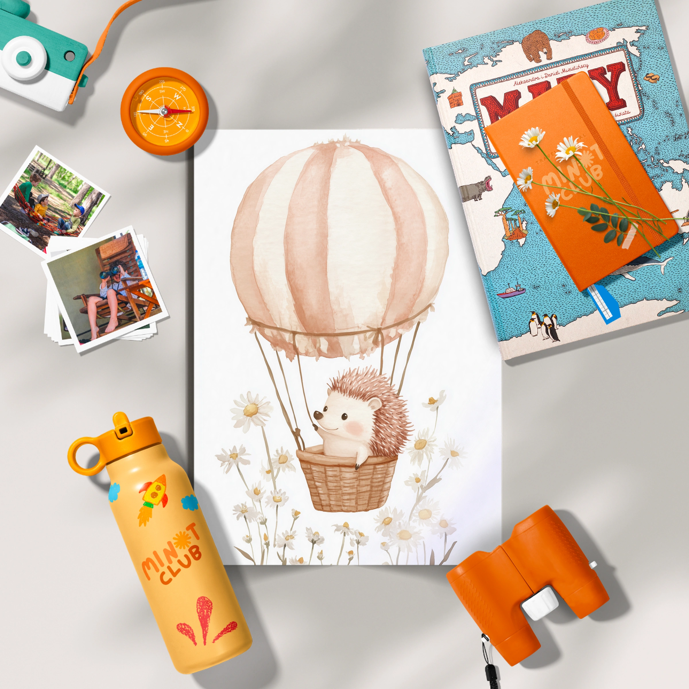 Hedgehog Hot Air Balloon Nursery Print