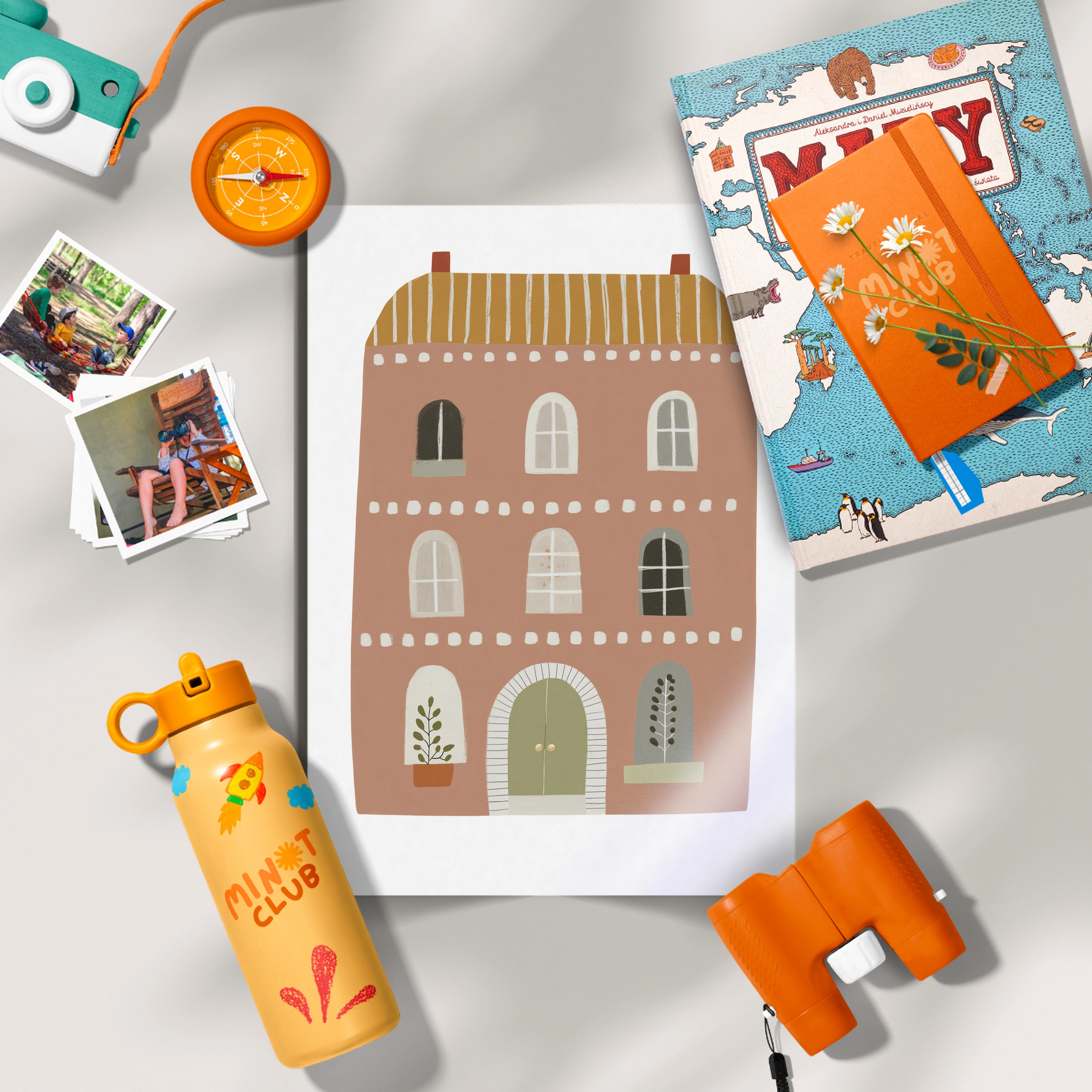 Houses and a Car Nursery Print