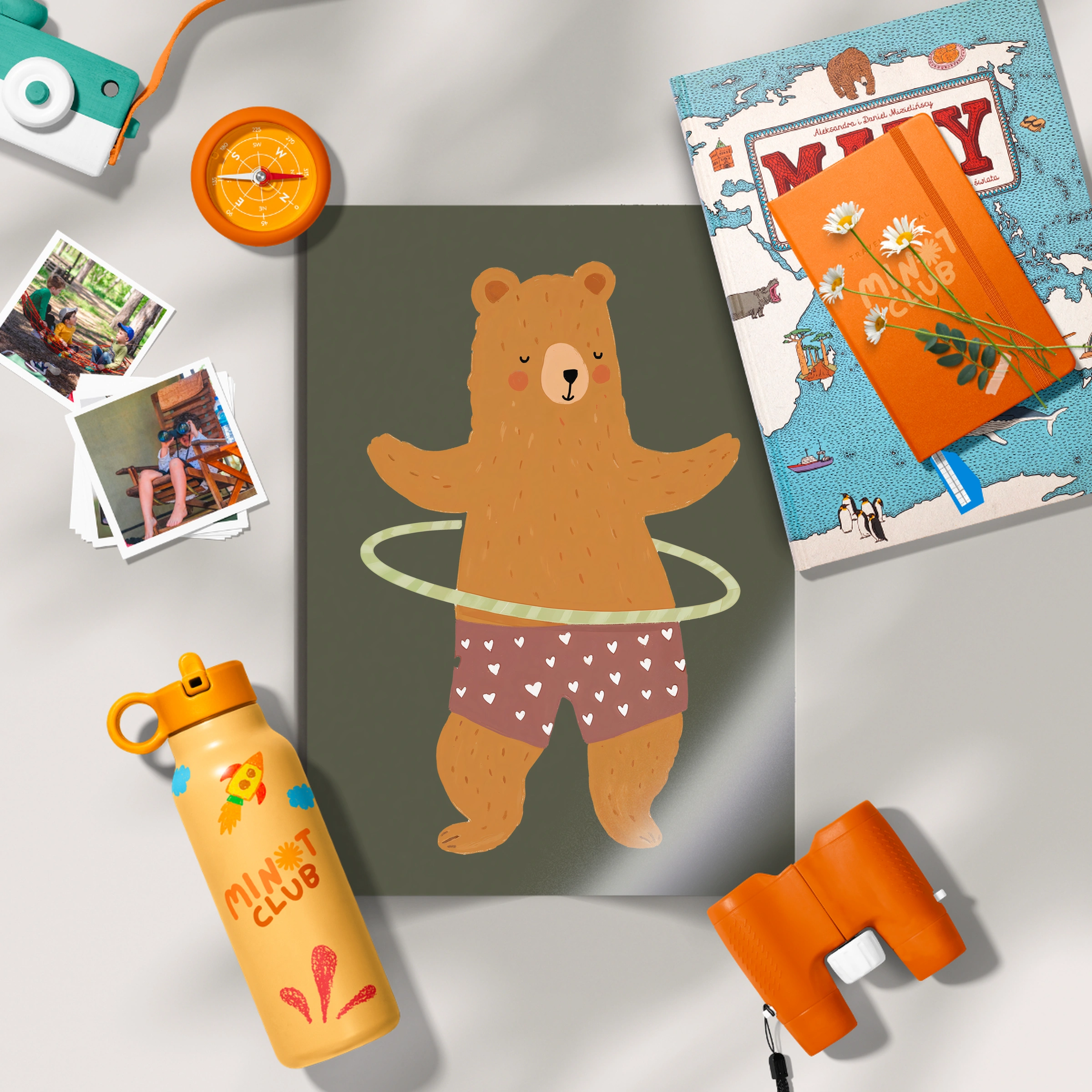 Hula Hoop Bear Nursery Print