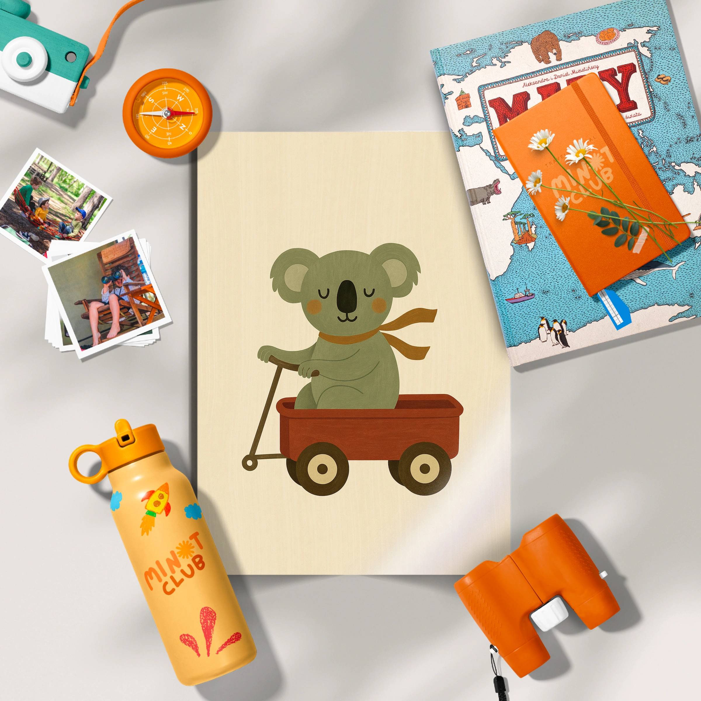 Koala in a Wagon Nursery Print