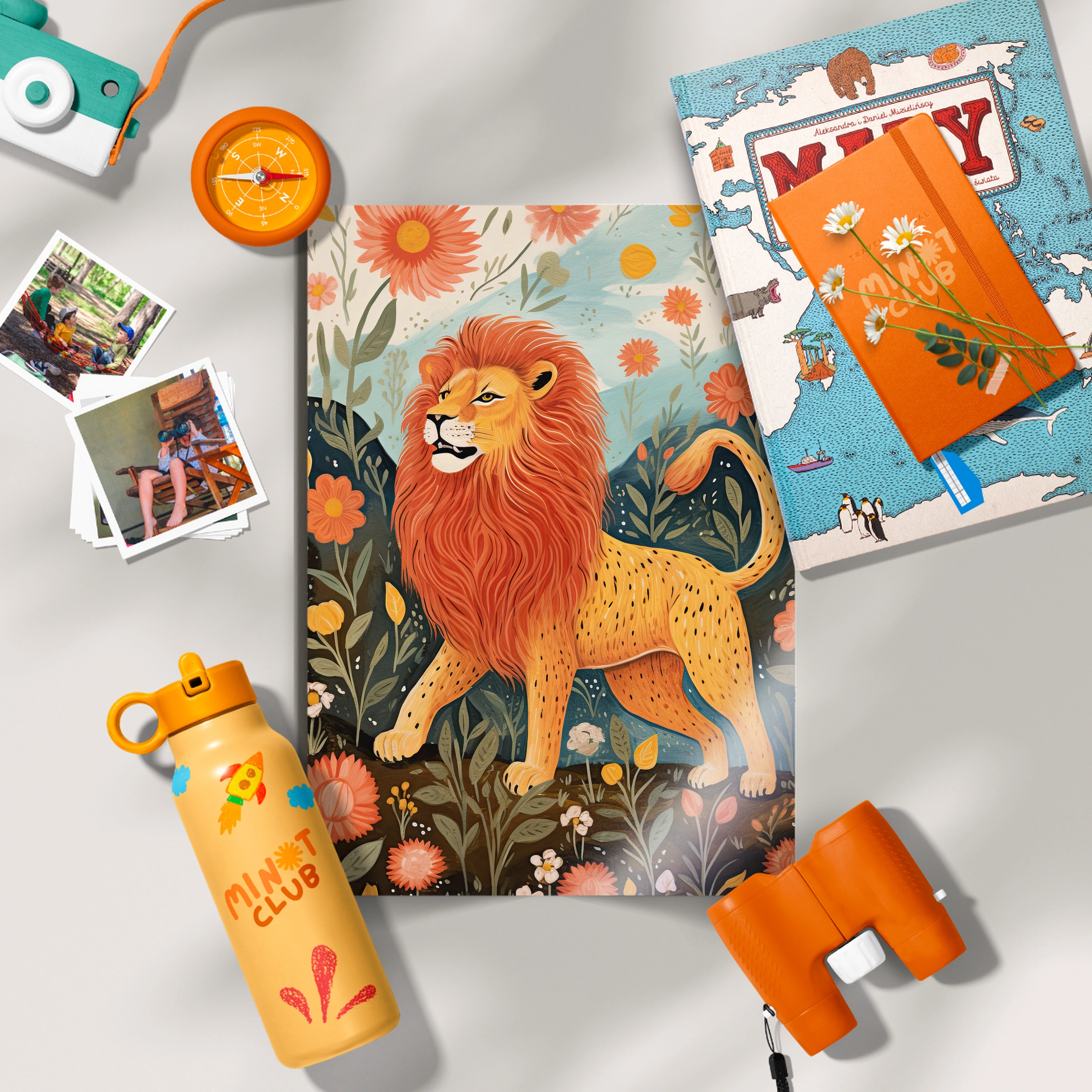 Lion Among Flowers Nursery Print