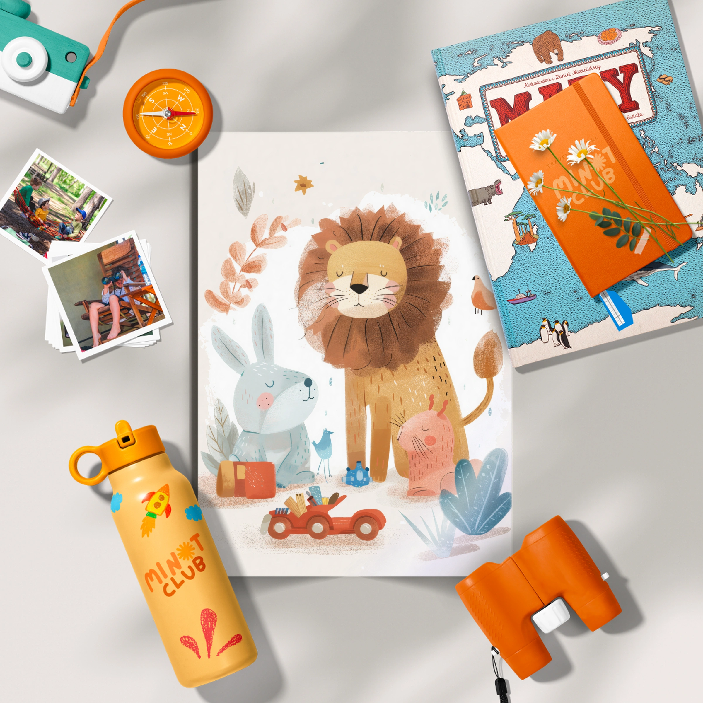Lion and Bunny Toys Nursery Print