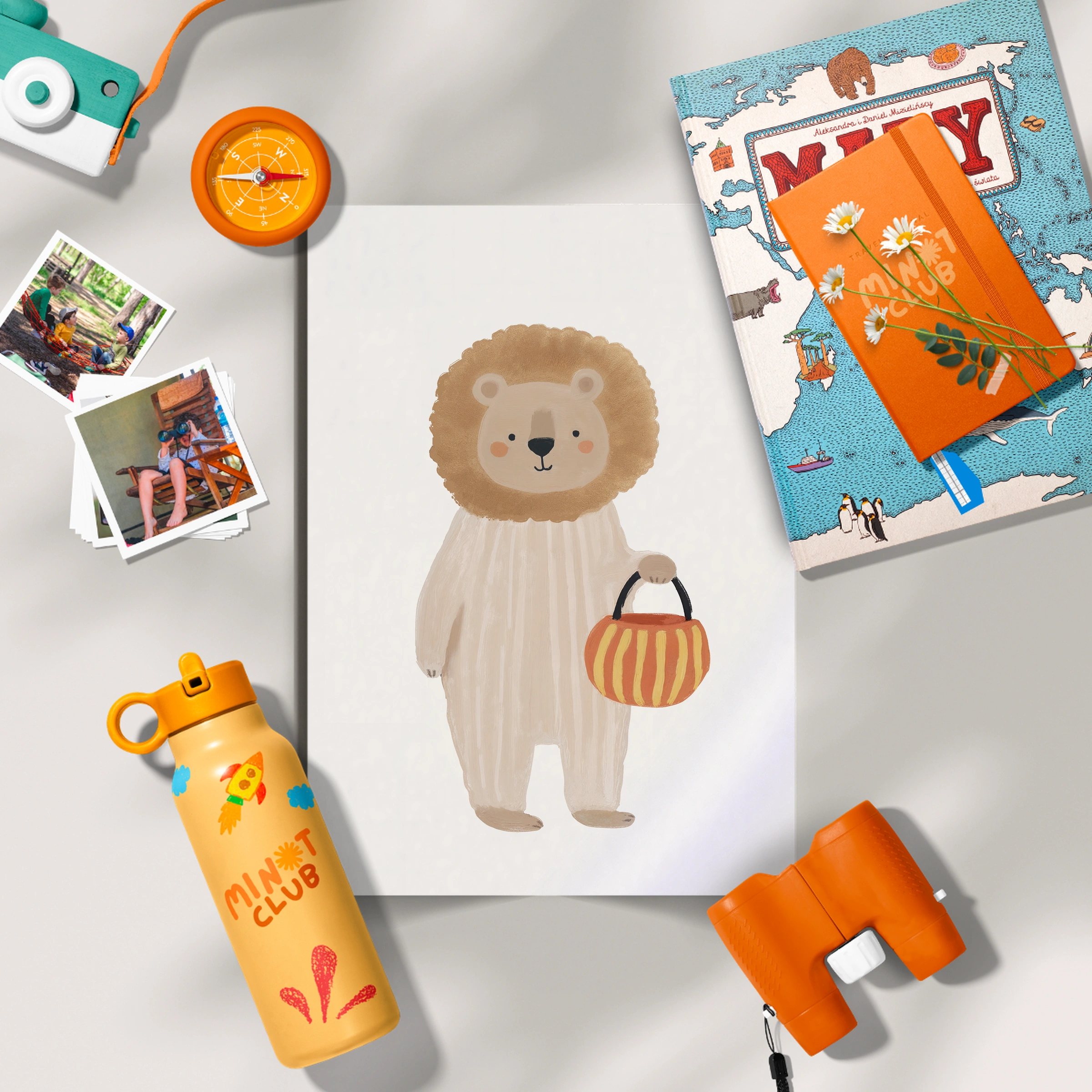 Lion with a Basket Nursery Print