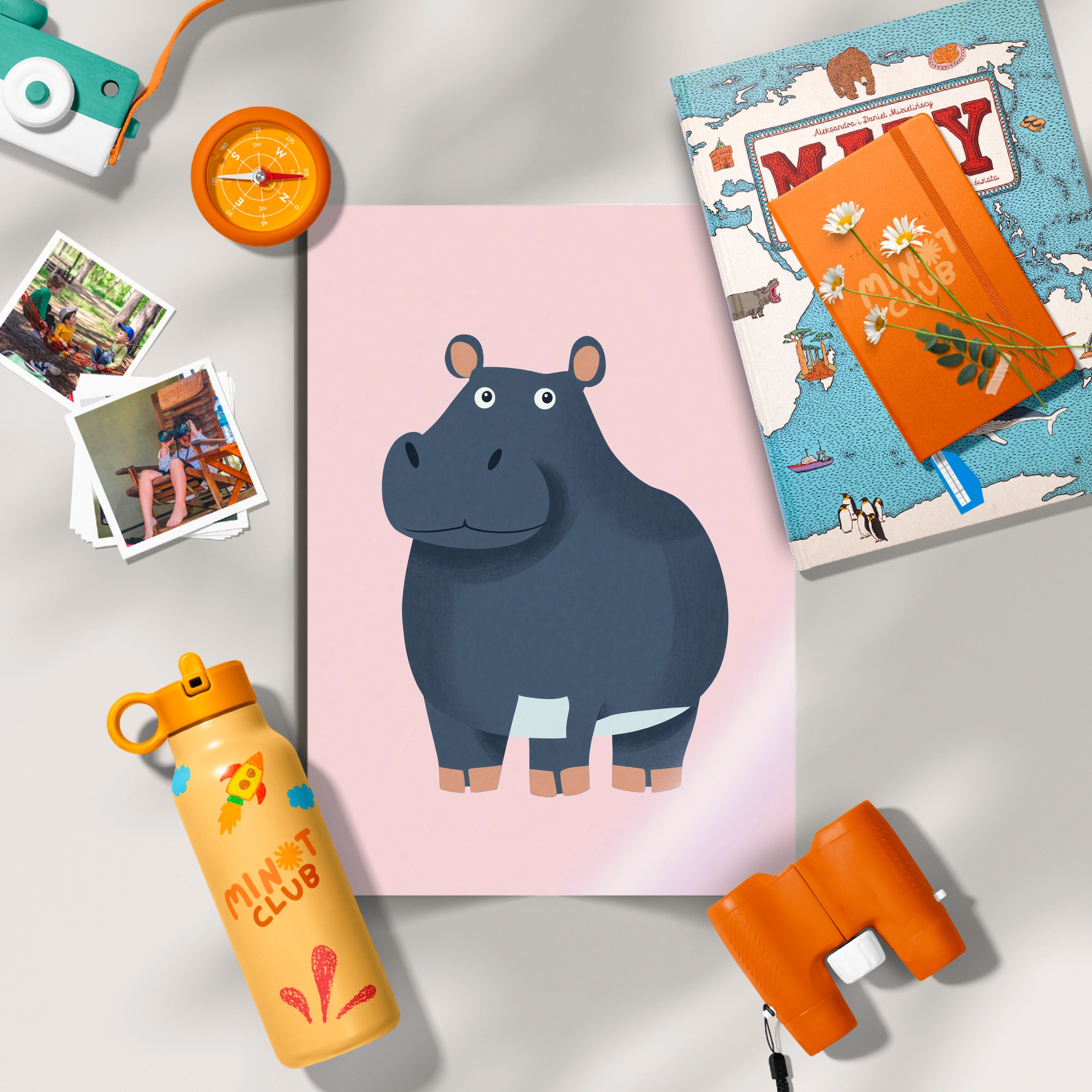 Little Hippo Nursery Print