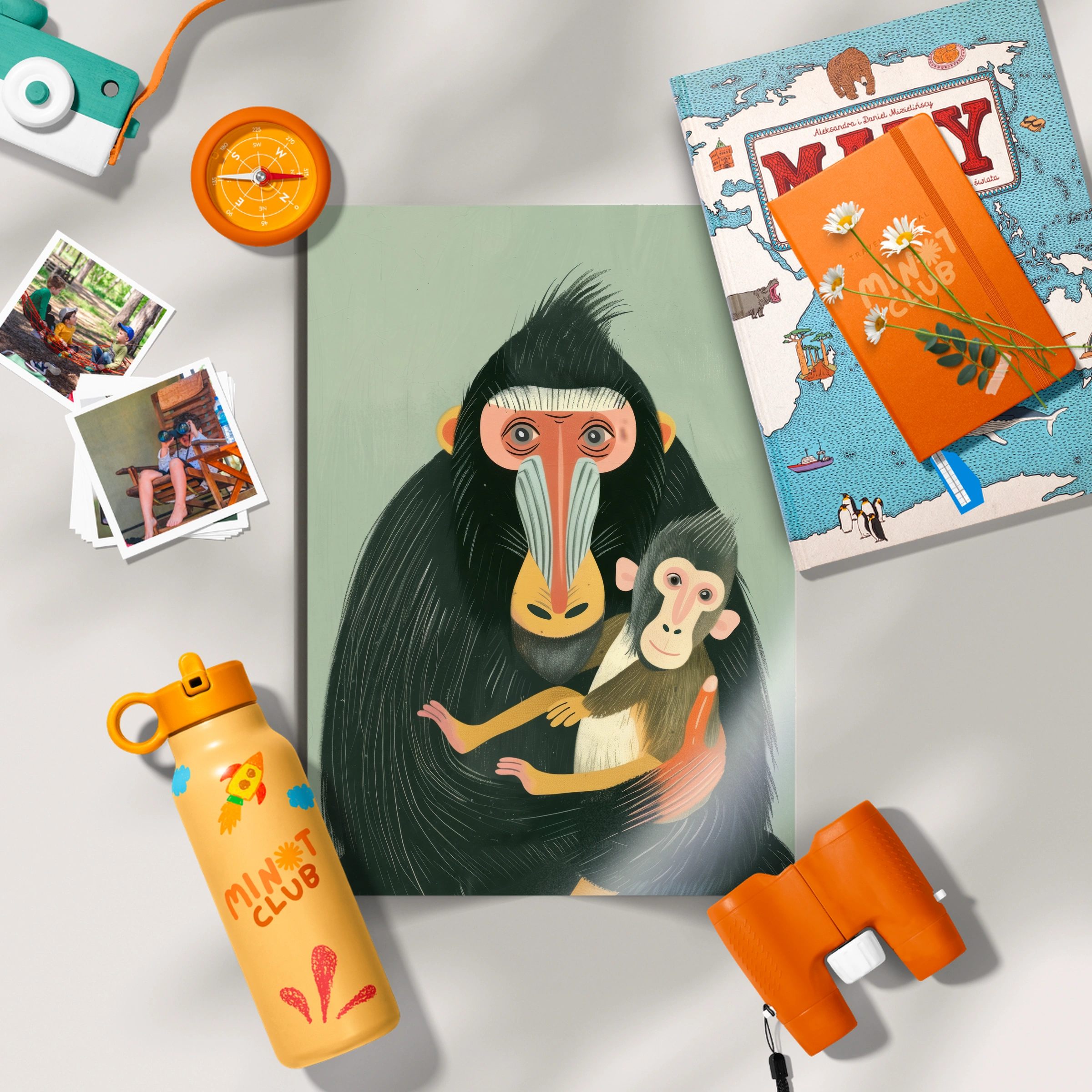 Mandrill and Baby Nursery Print