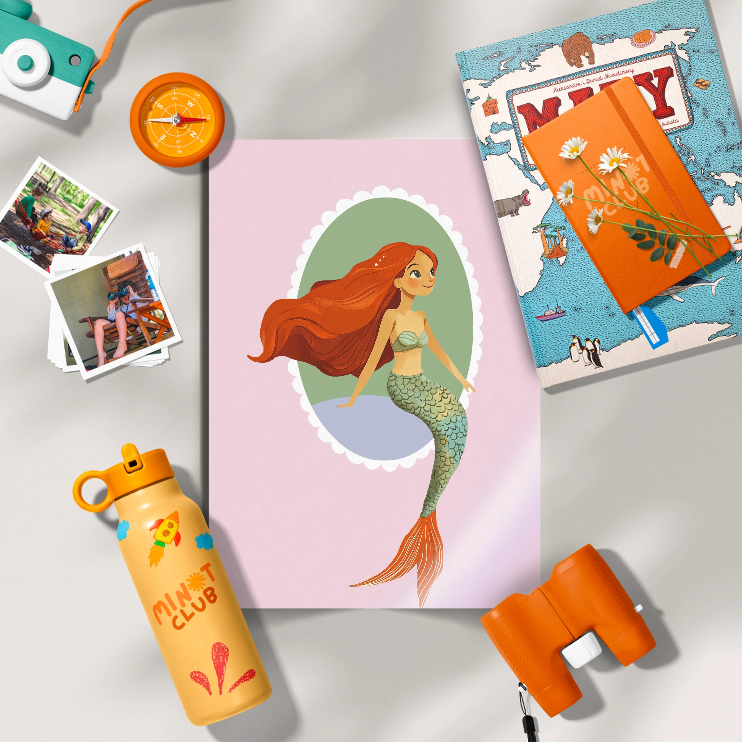 Mermaid Cameo Nursery Print