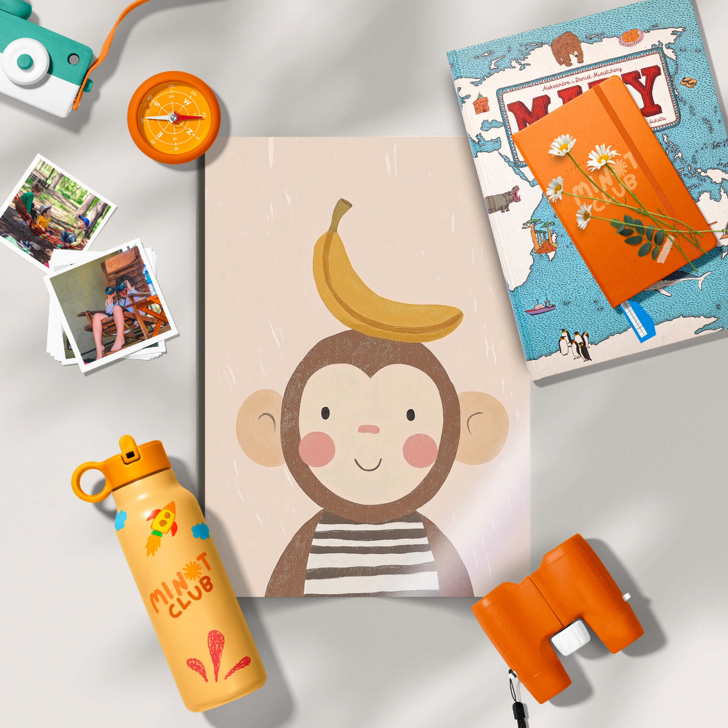 Monkey with Banana Nursery Print