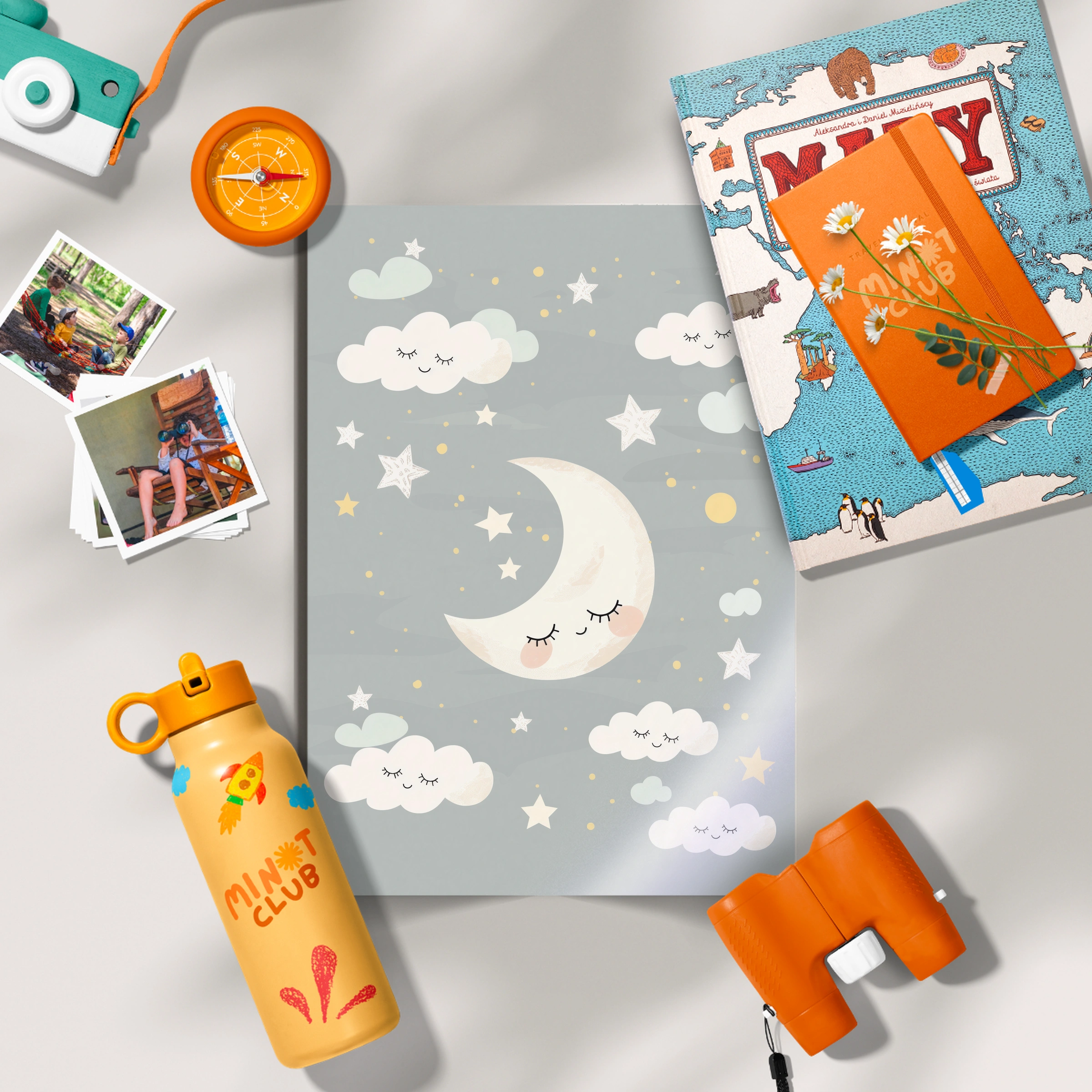 Moon and Clouds Nursery Print