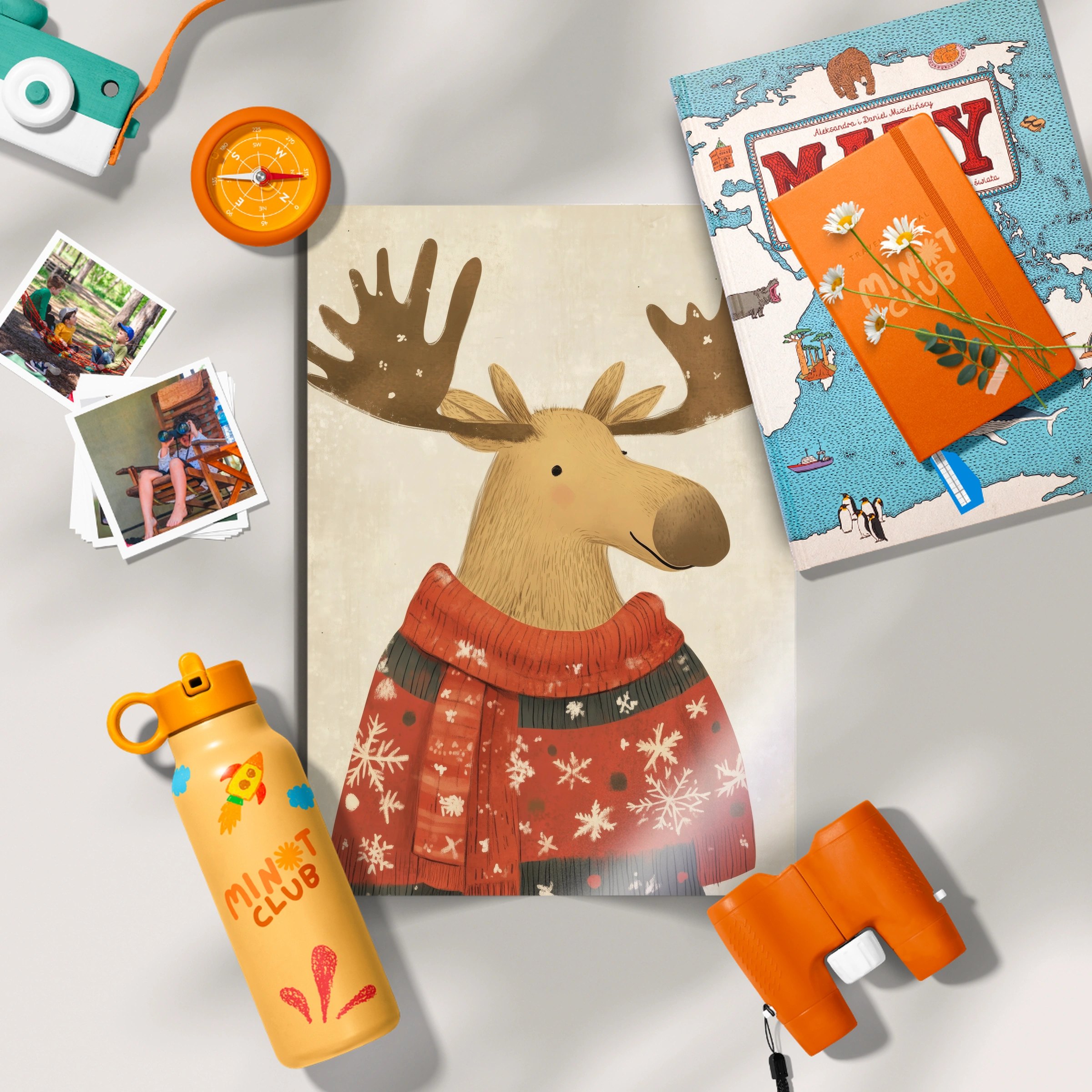 Moose in a Sweater Christmas Print