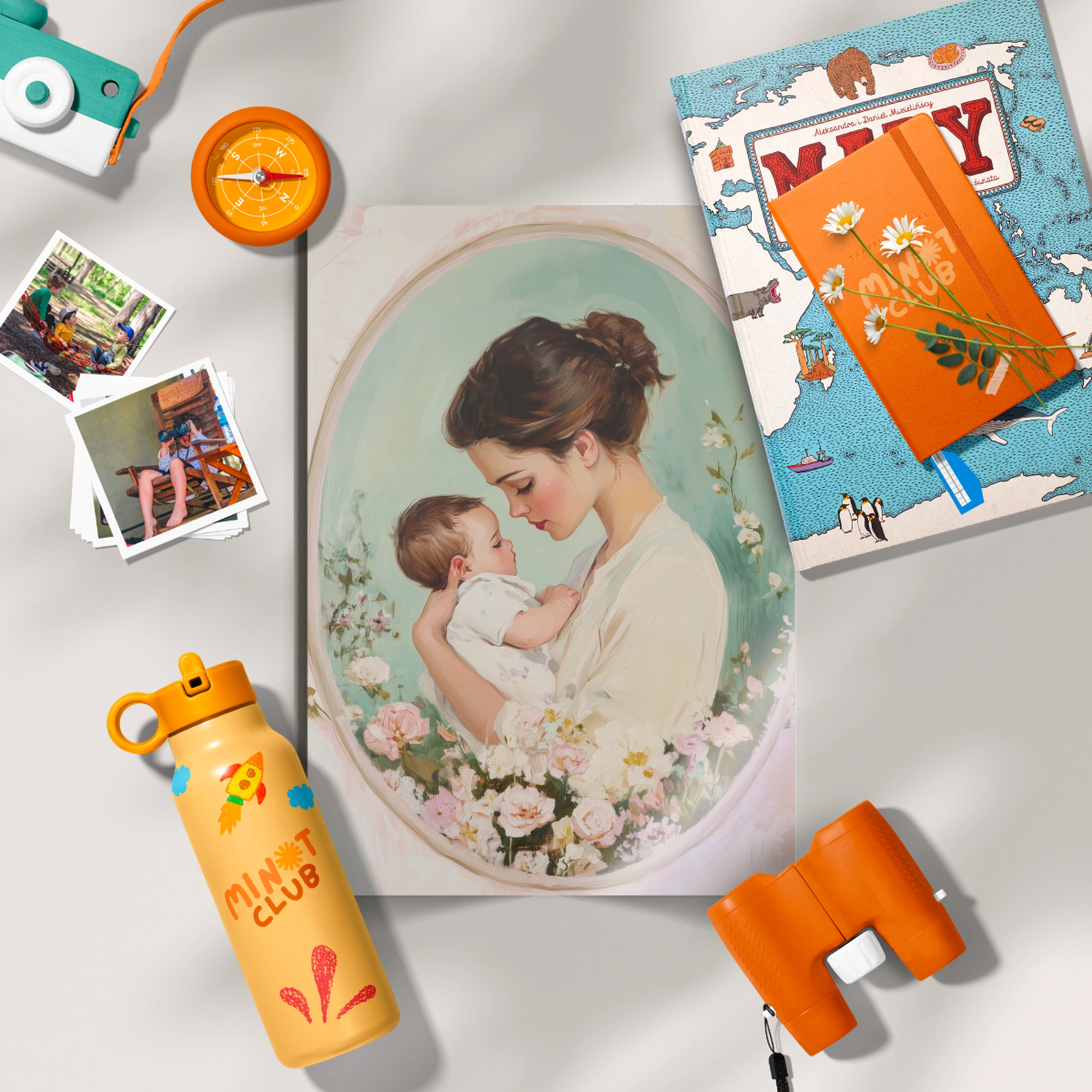 Mother and Baby Cameo Nursery Print