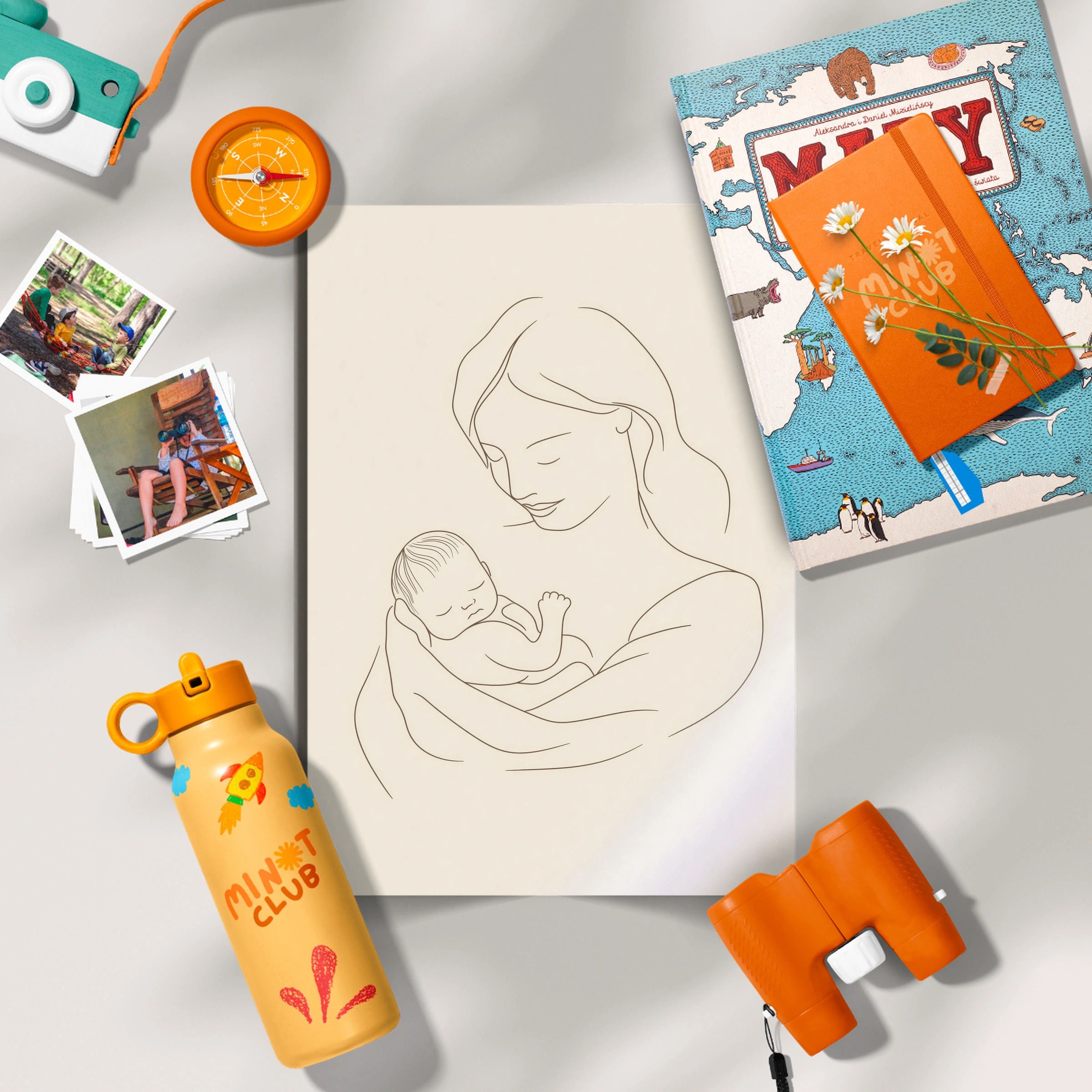 Mother and Baby Line Art Nursery Print
