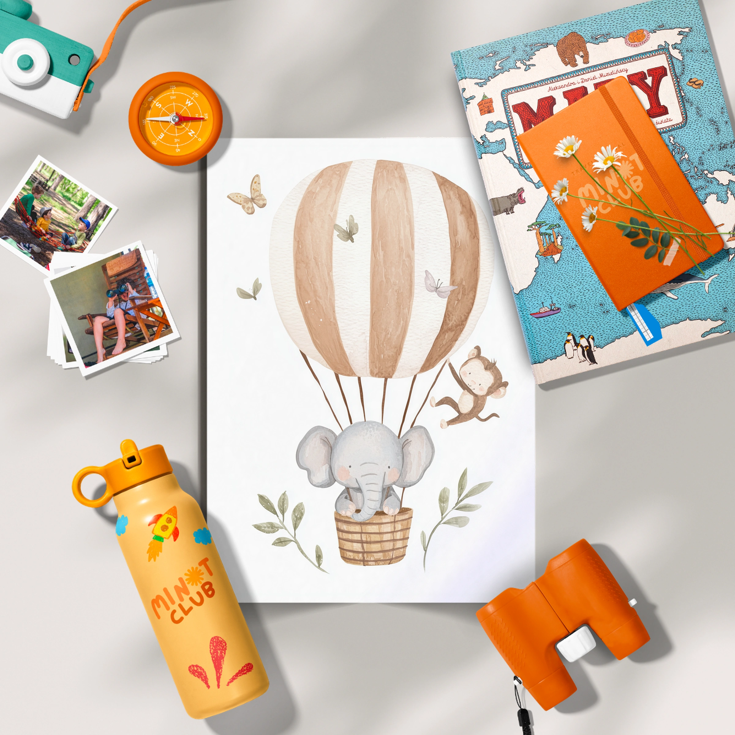 Mouse Balloon Adventure Nursery Print