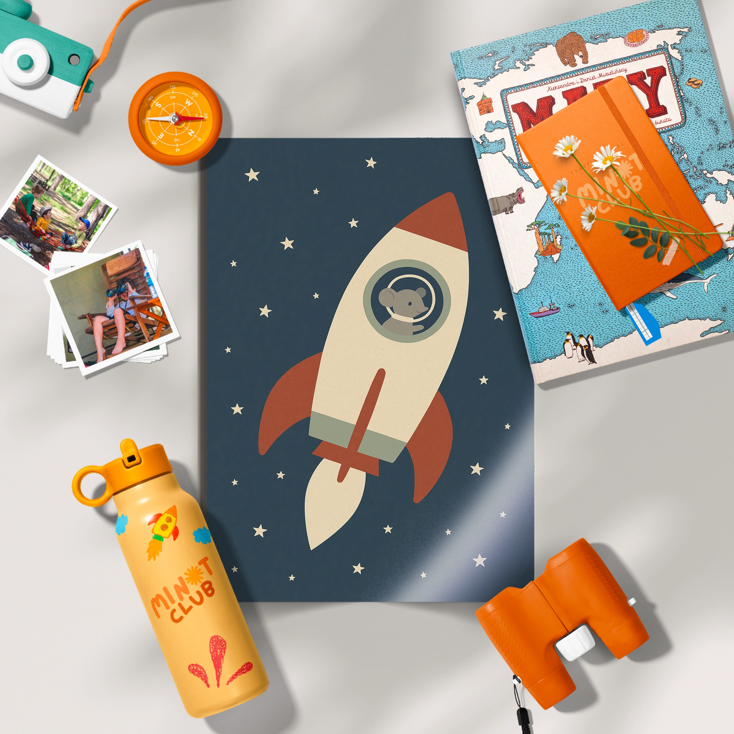 Mouse in a Rocket Nursery Print