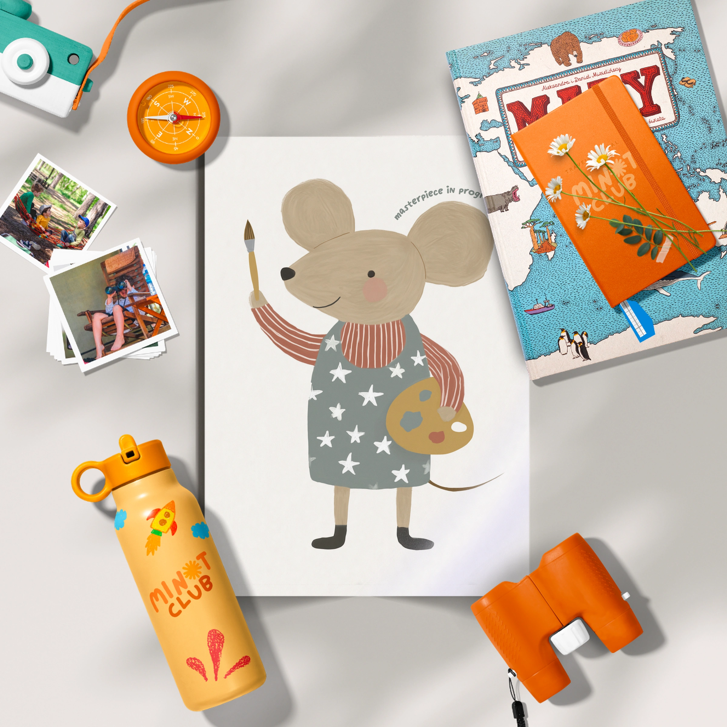 Mouse in Blue Nursery Print