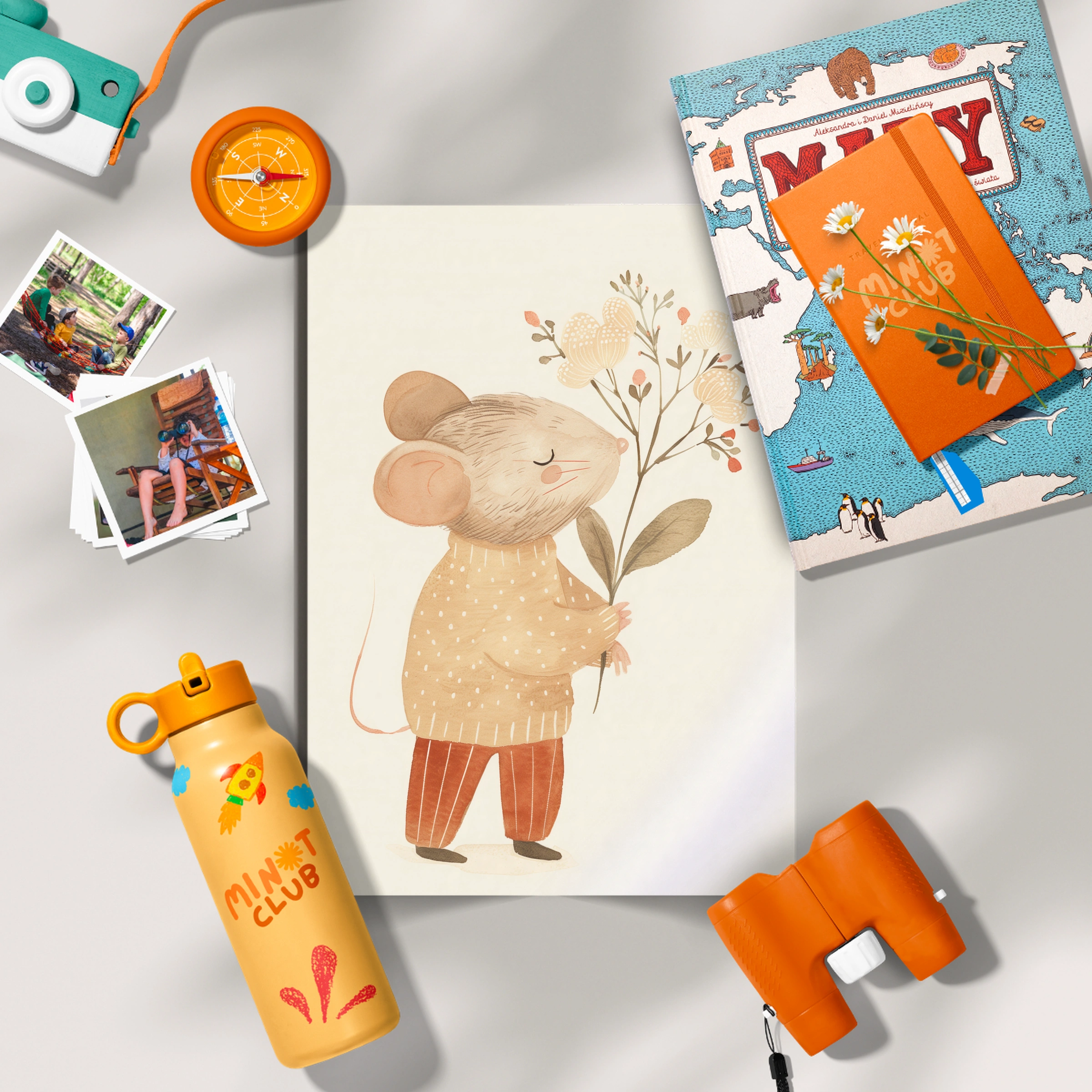 Mouse with Flowers Nursery Print