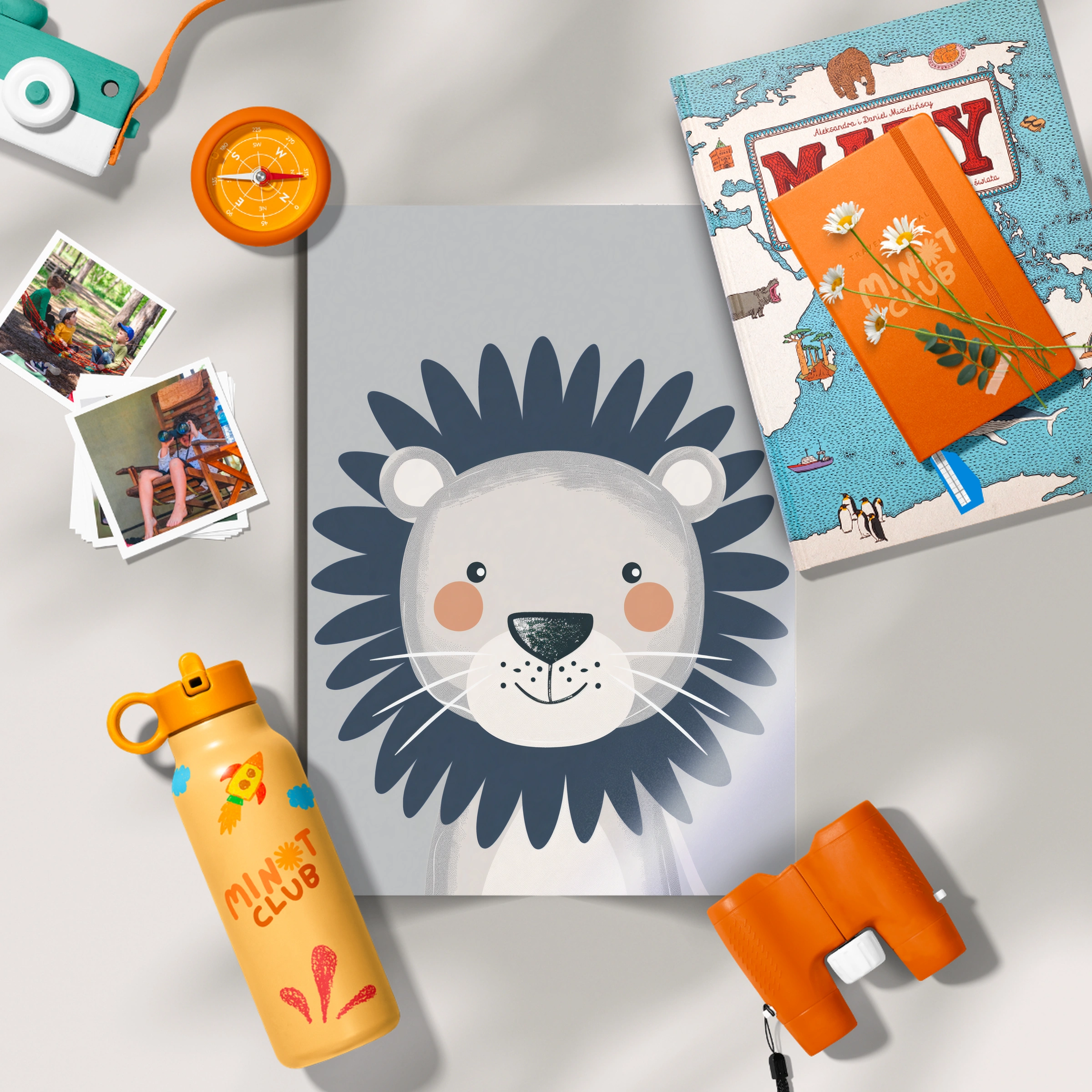 Navy Lion Nursery Print