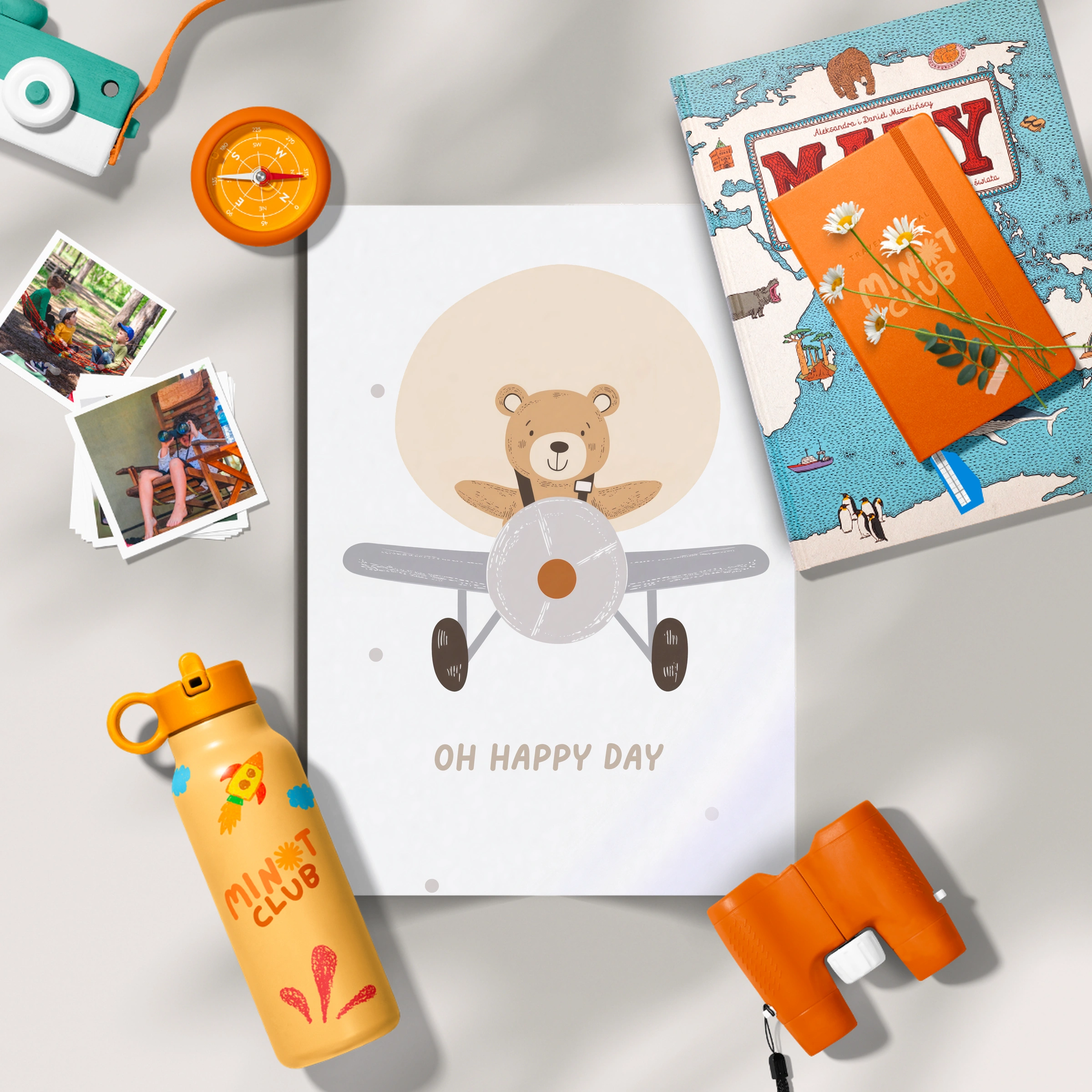 Oh Happy Day Aviator Bear Nursery Print