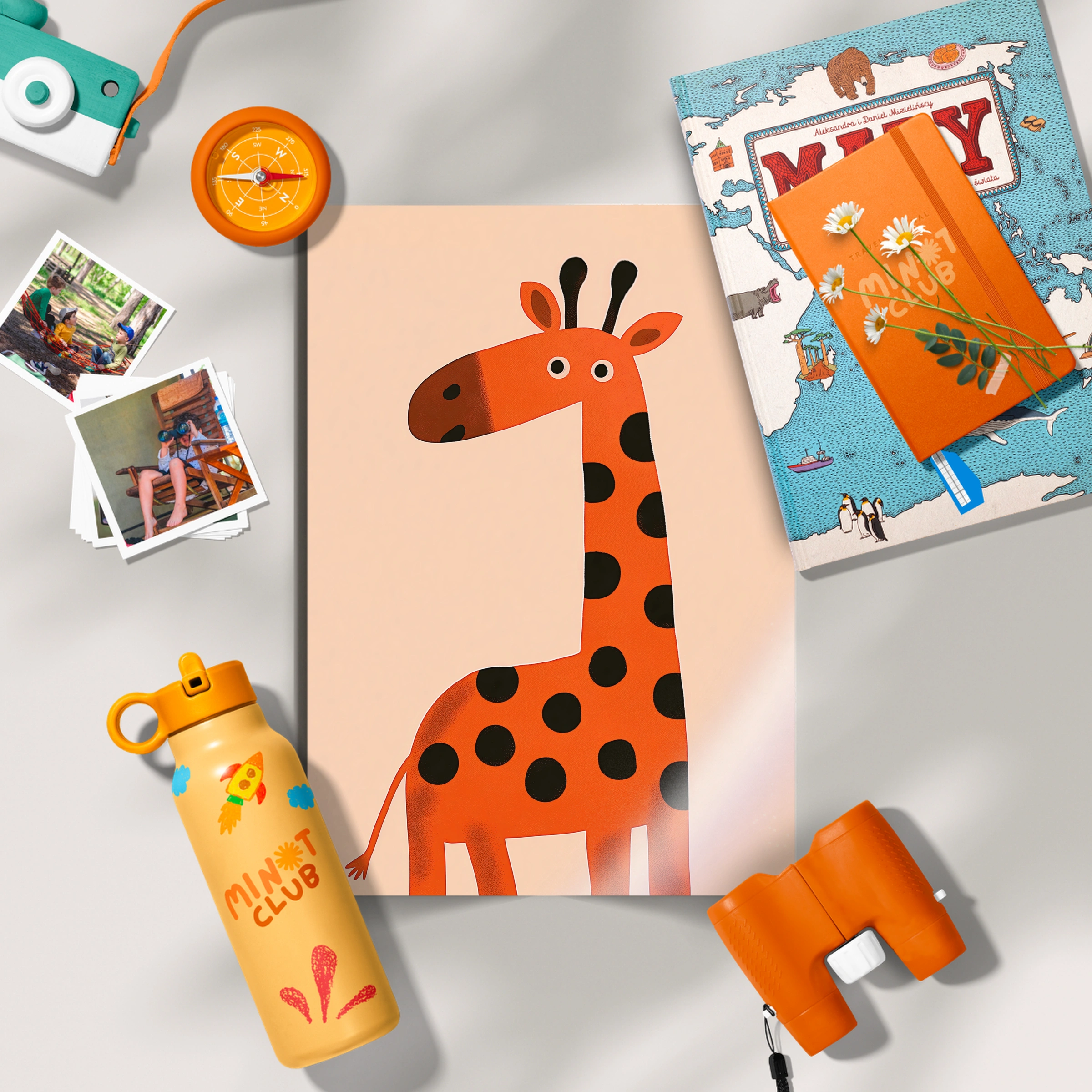 Orange Giraffe Nursery Print