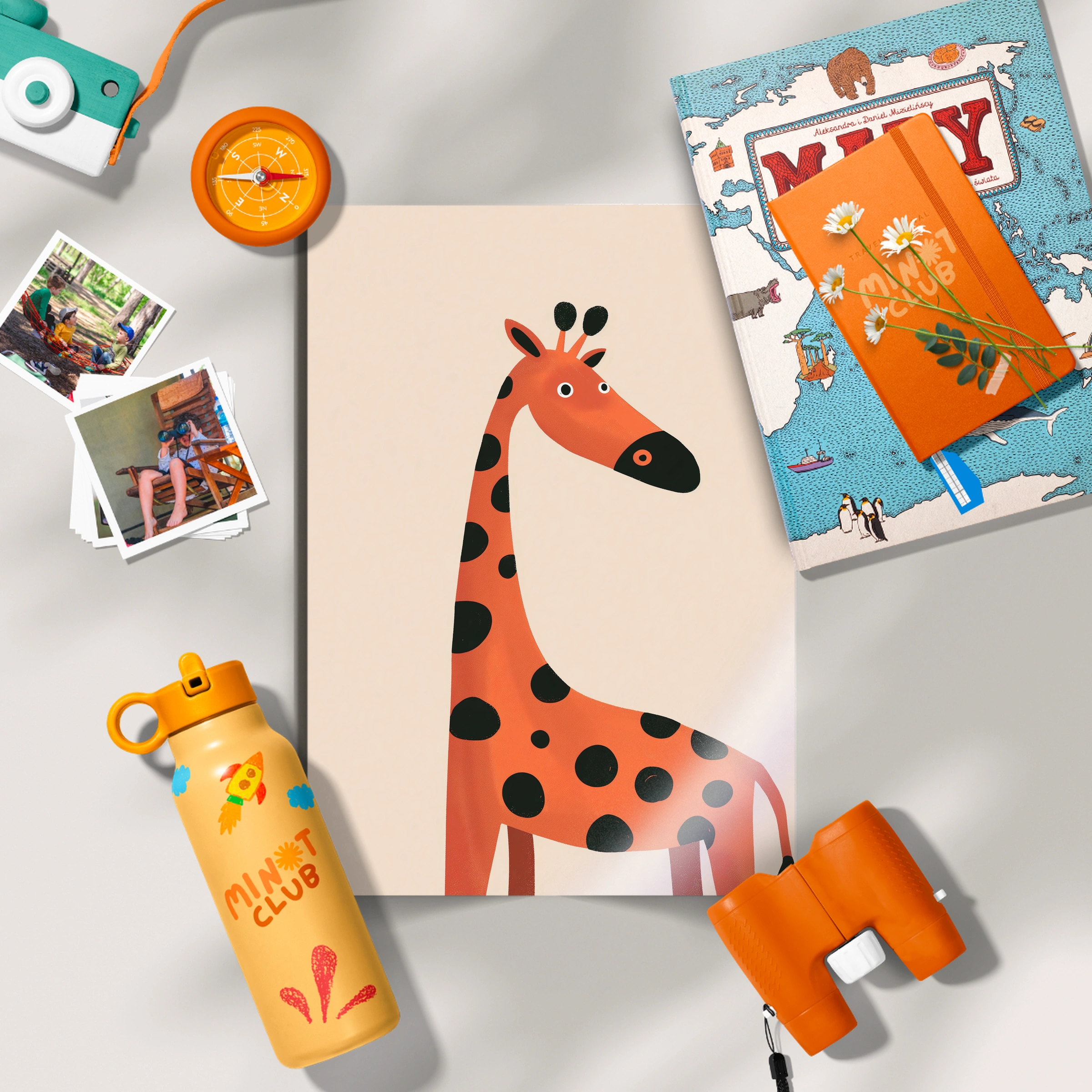 Orange Giraffe Three Nursery Print