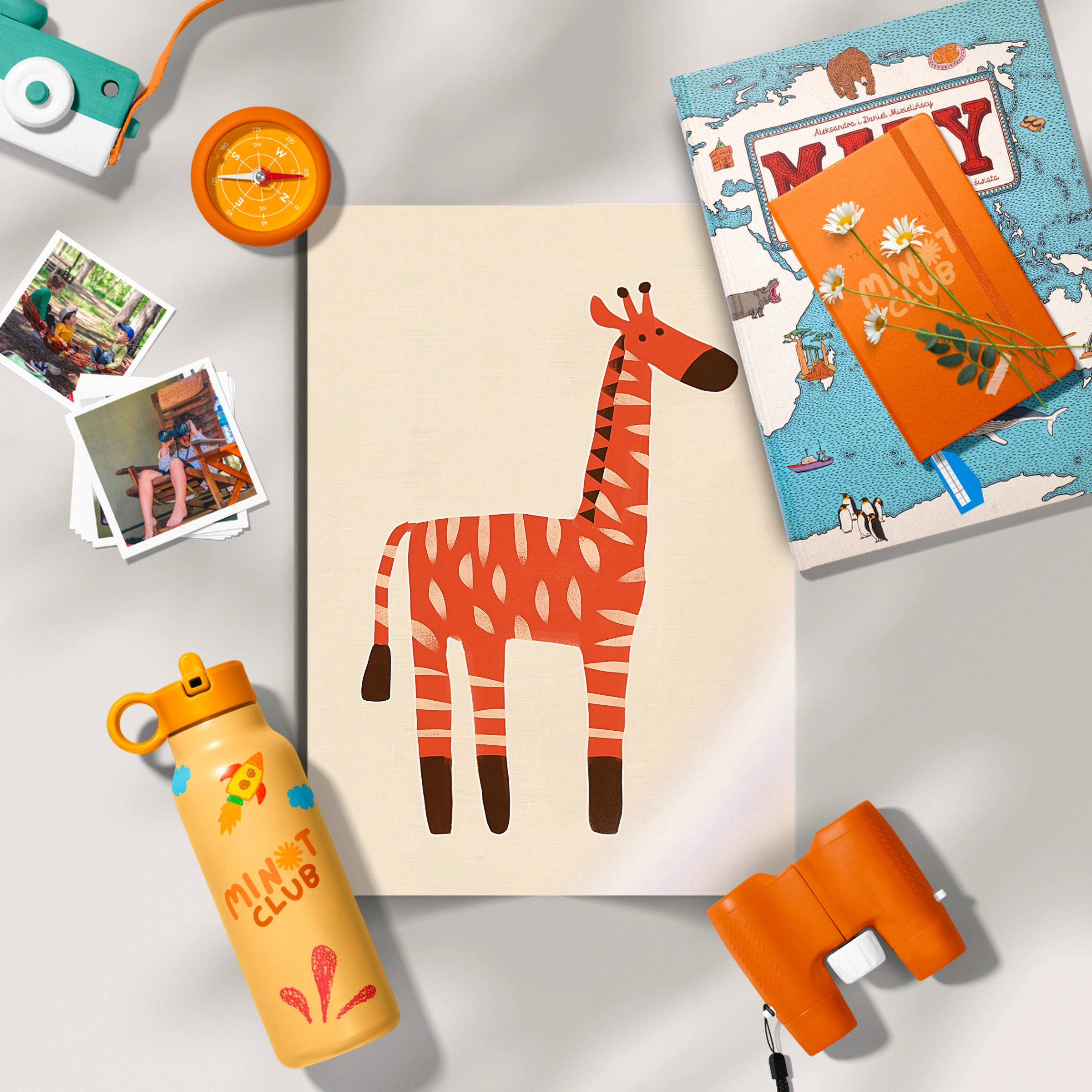 Orange Giraffe Two Nursery Print