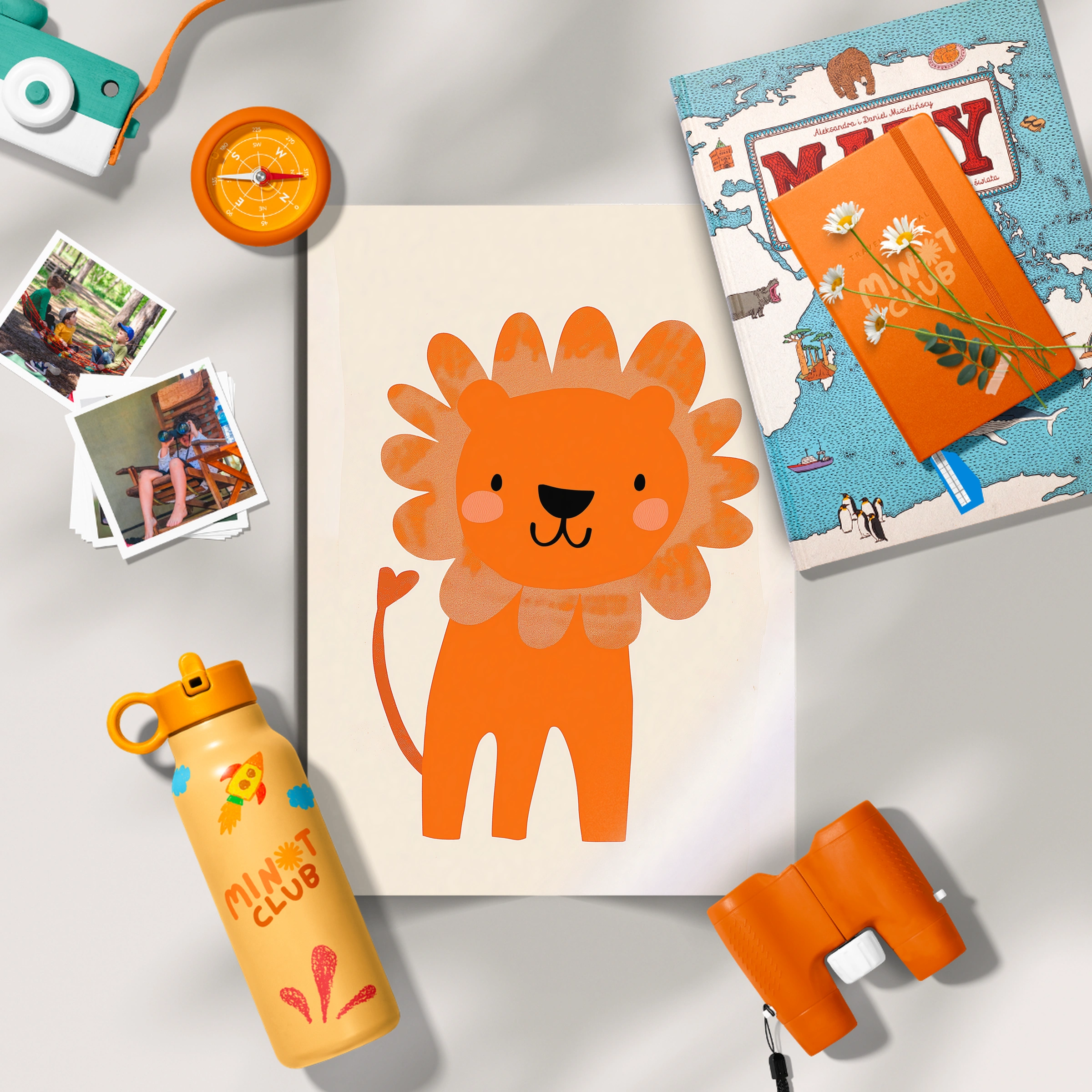 Orange Lion Nursery Print